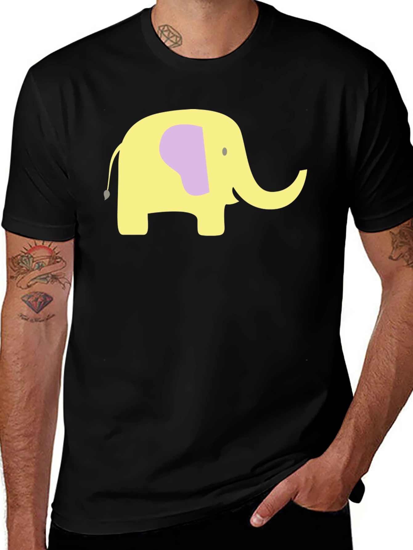 Variant 12 of Elephant Graphic Tee - Black Cotton Casual Wear