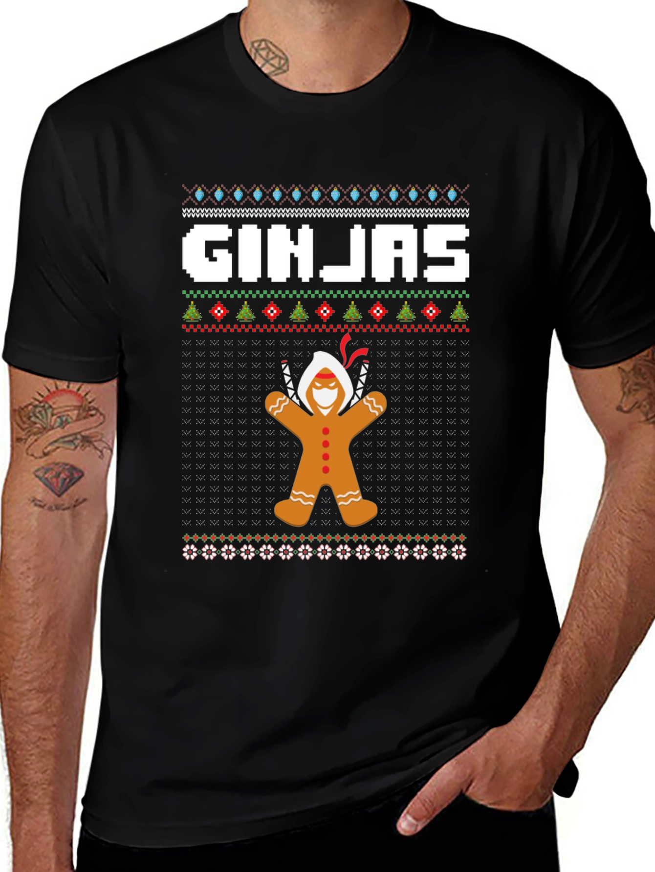 Ginjas Gingerbread Ninja Ugly Christmas T-Shirt