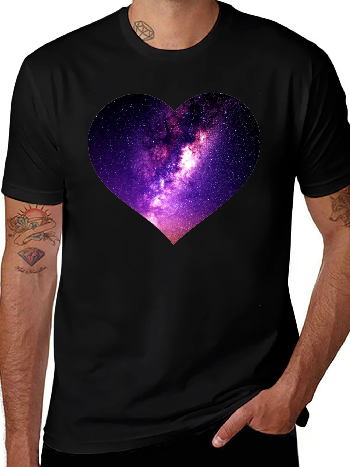 Variant 6 of Galaxy Heart Graphic Black T-Shirt