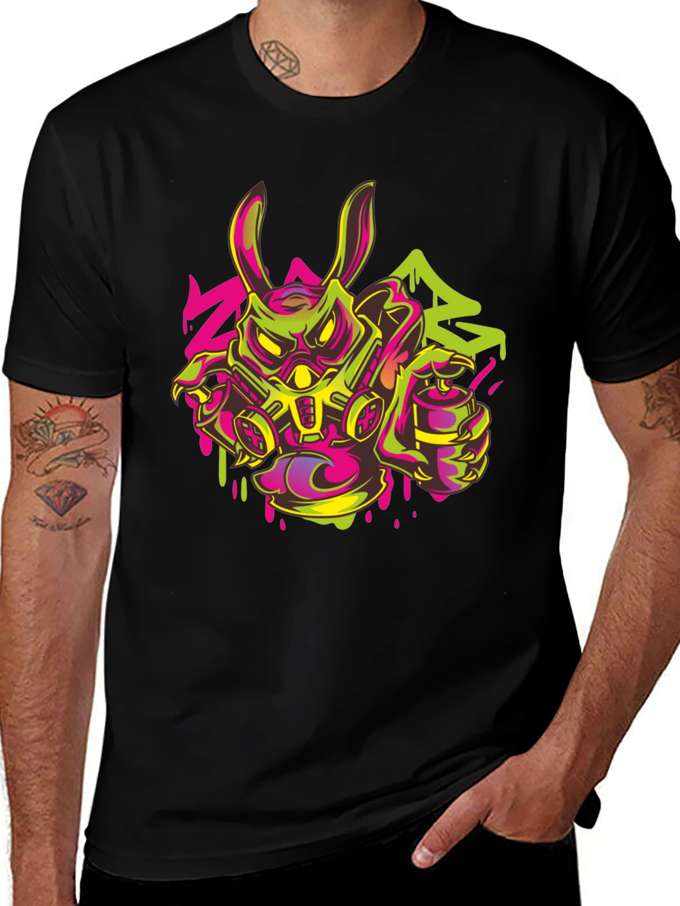 Variant 6 of Cyberpunk Rabbit Graffiti T-Shirt
