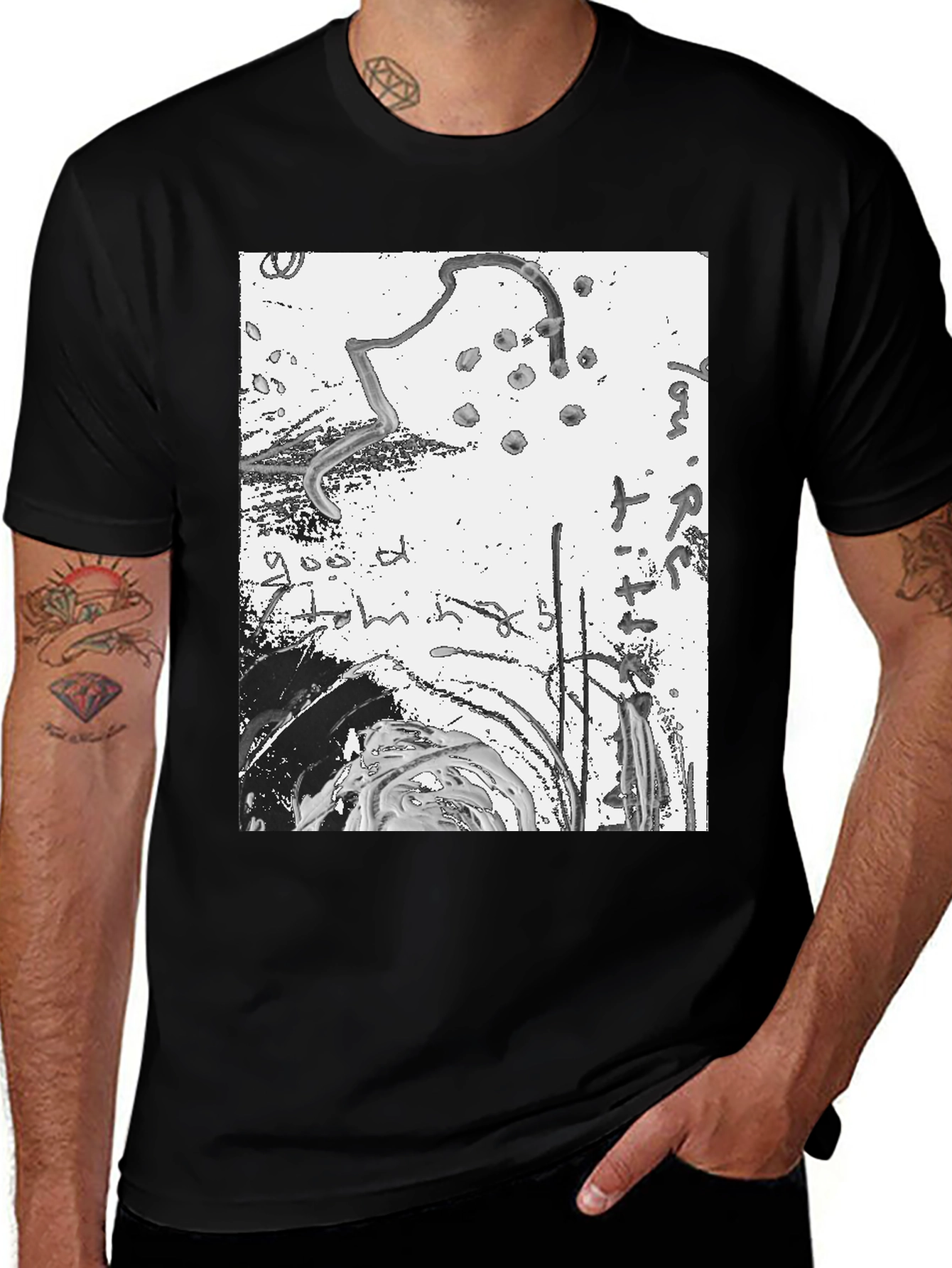 Variant 11 of Abstract Art Print Black Tee