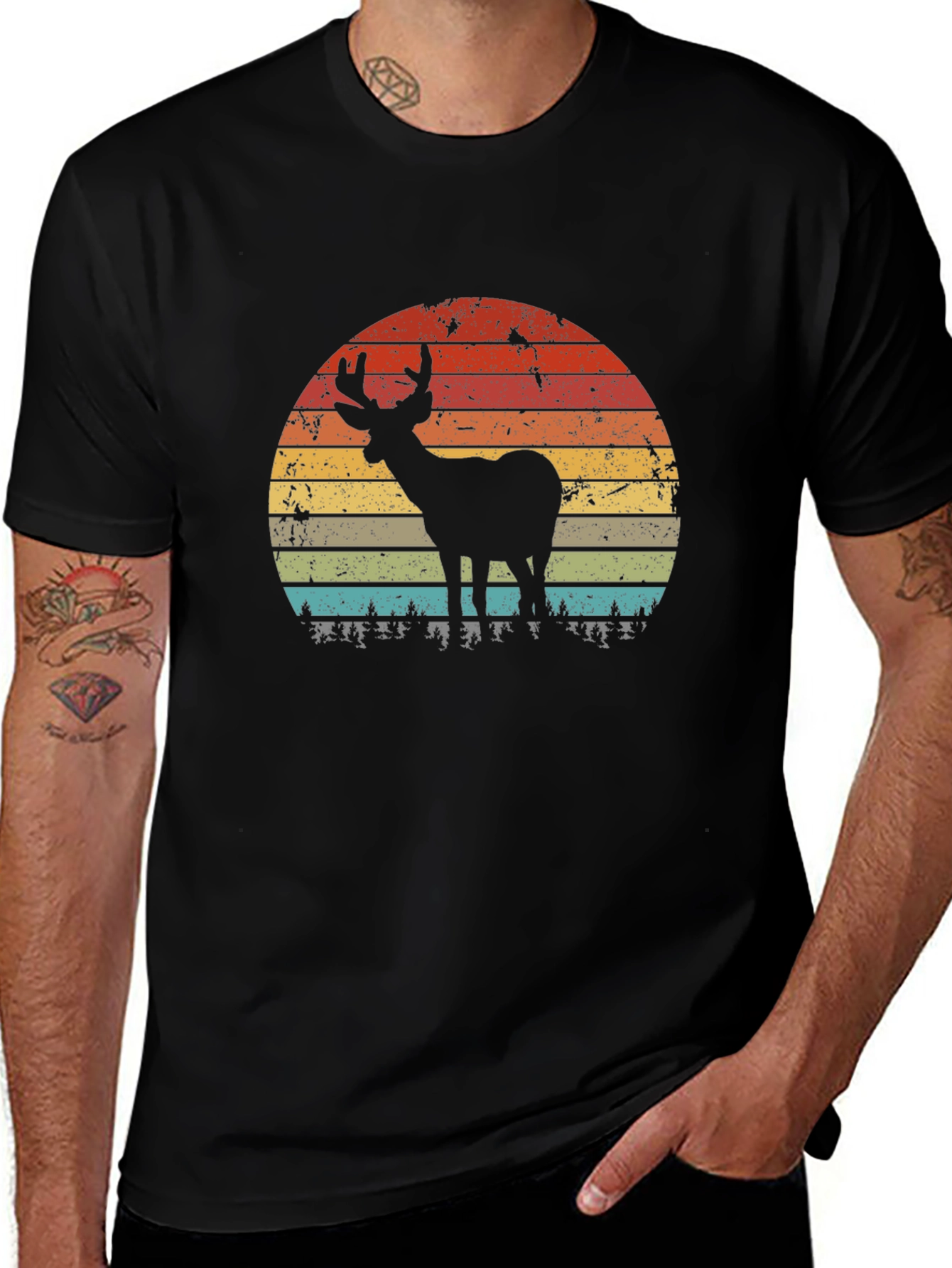 Variant 8 of Retro Deer Silhouette T-Shirt - Nature Lover Tee