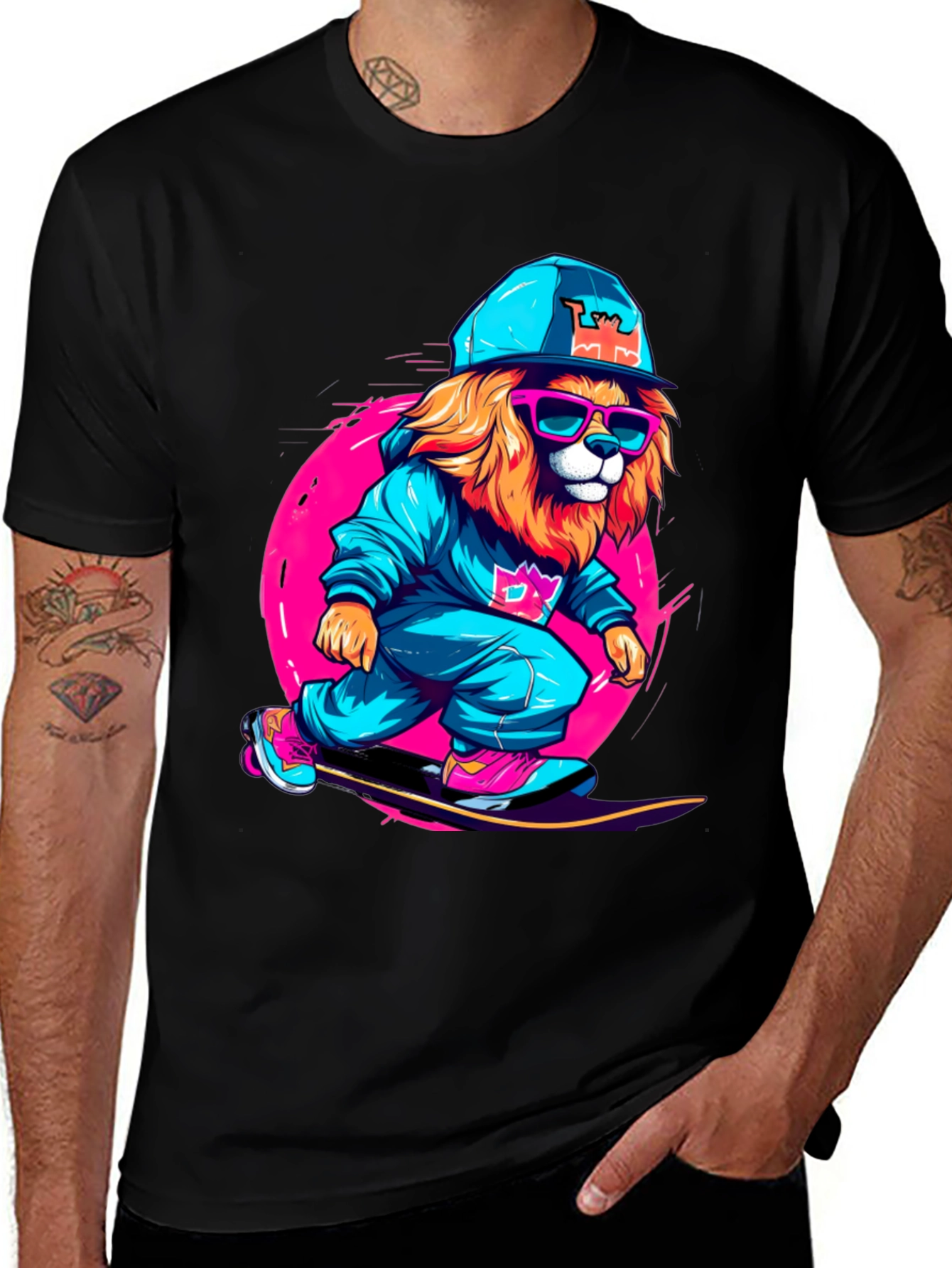 Variant 14 of Cool Lion Skateboarder Graphic T-Shirt