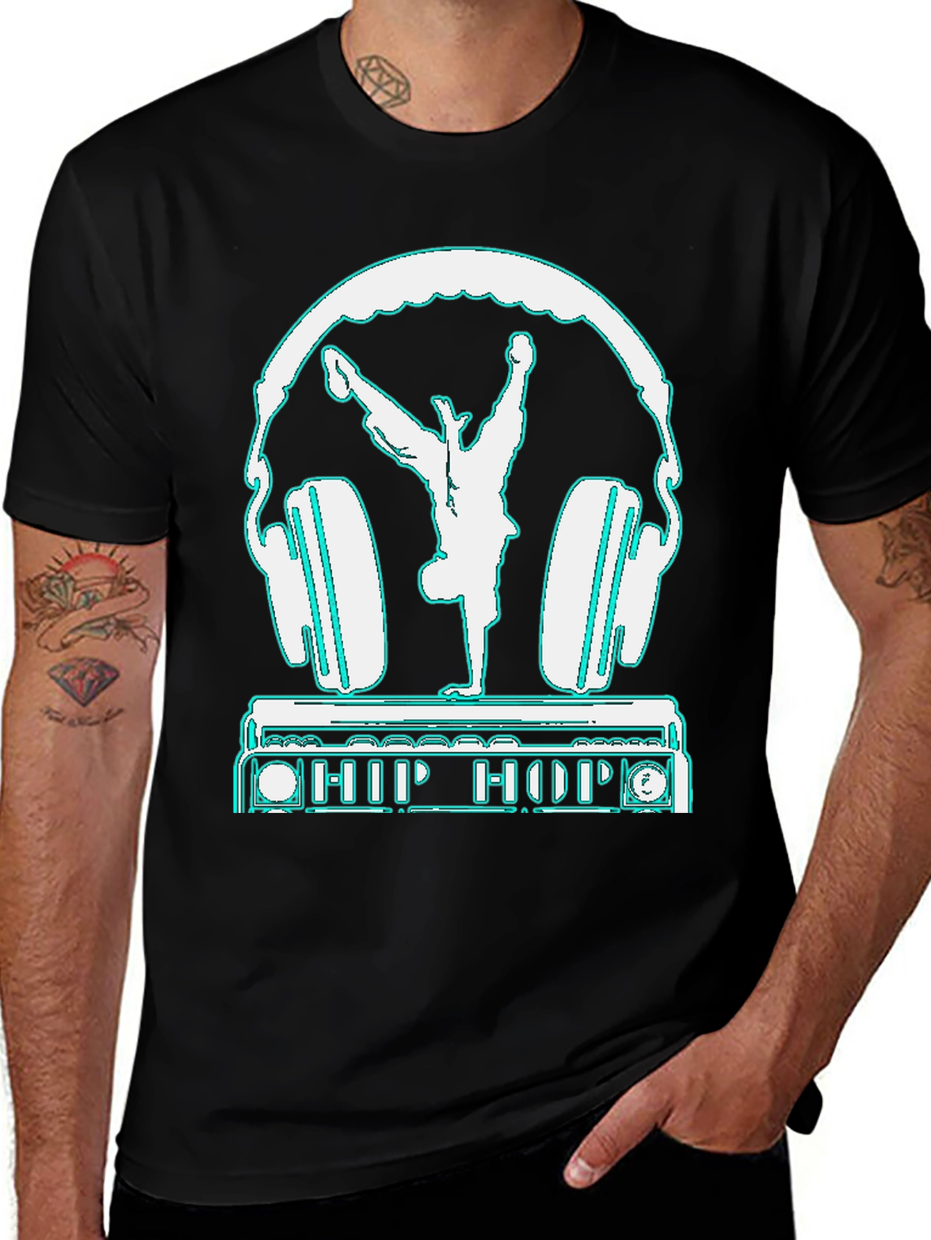 Variant 23 of Hip Hop Dancer Headphones Graphic Tee