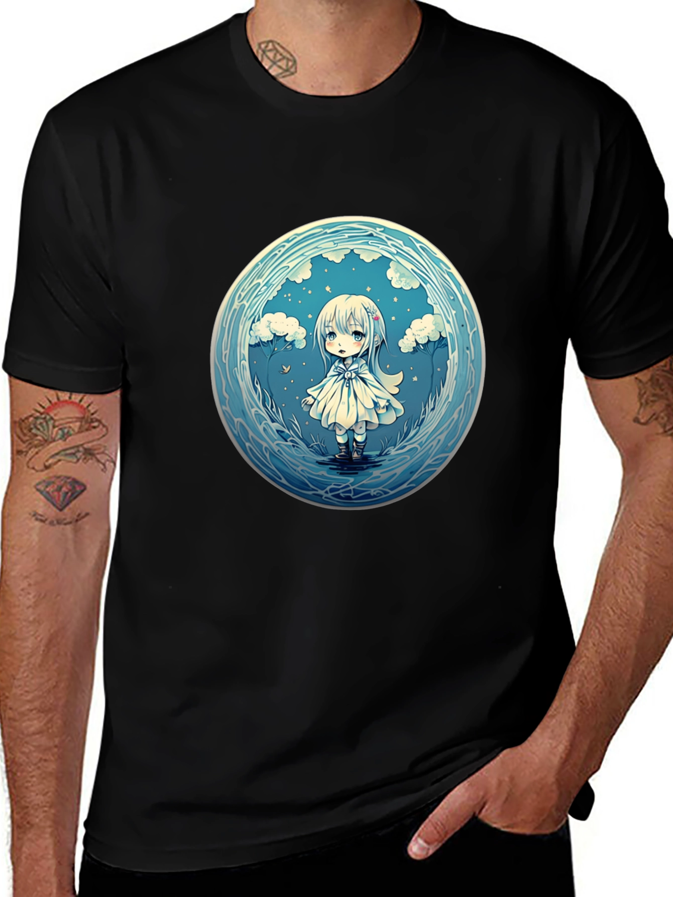 Variant 8 of Anime Girl Graphic Tee - Stylish Black Cotton T-Shirt