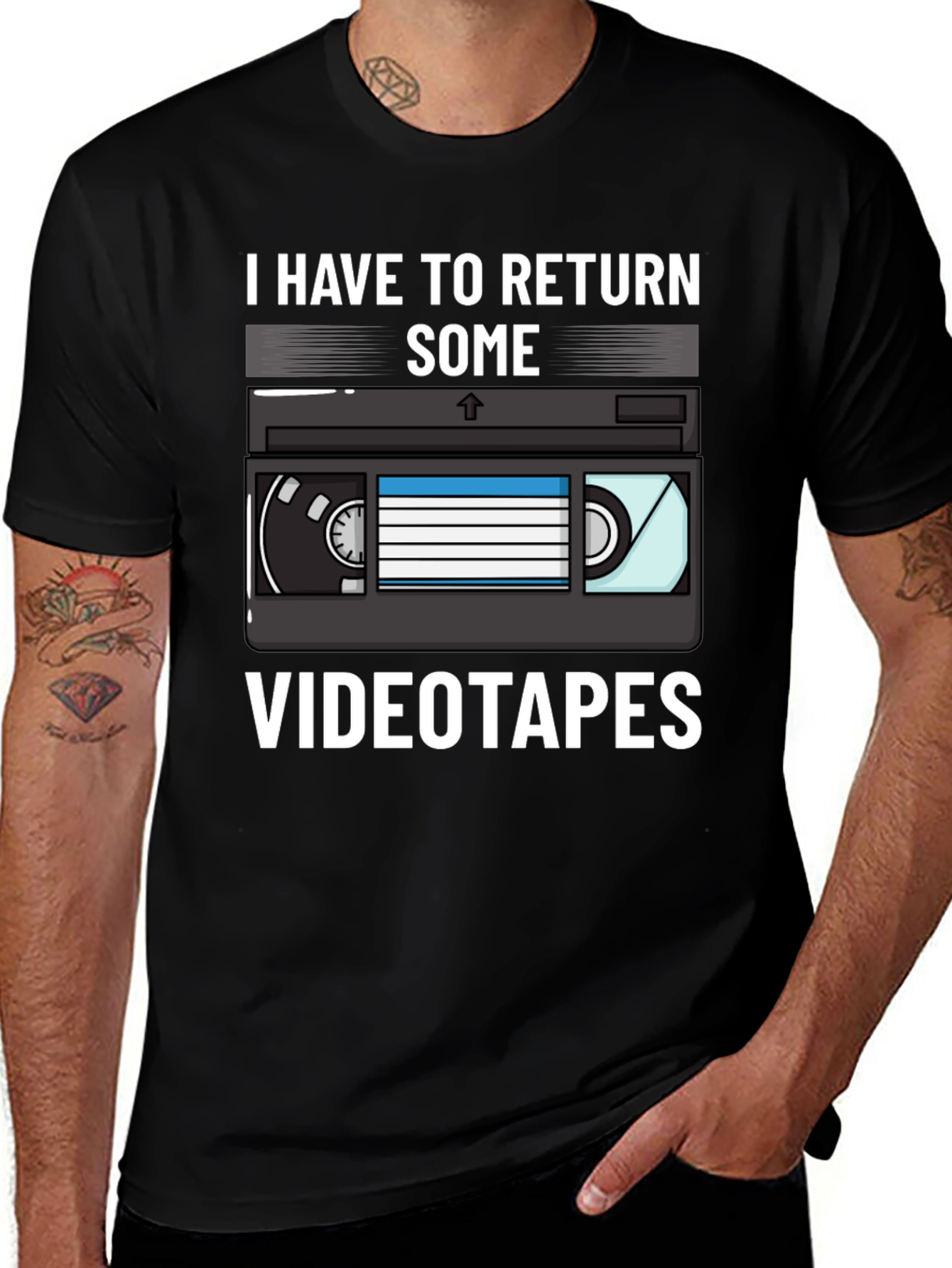 Variant 5 of Retro VHS Tape T-Shirt - I Have to Return Some Videotapes Tee
