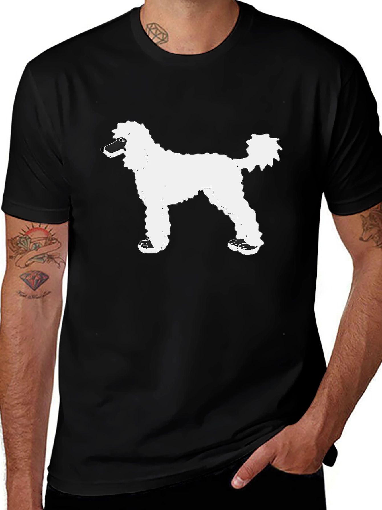 Variant 28 of Poodle Graphic Tee - Black Cotton Blend, Stylish & Comfy