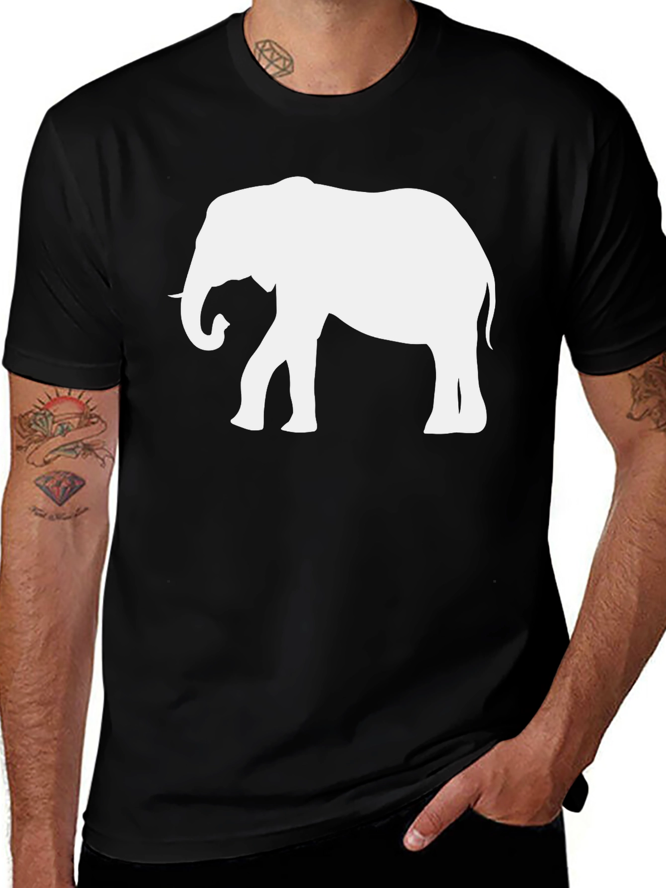 Variant 22 of Elephant Graphic Tee - Black Cotton T-Shirt