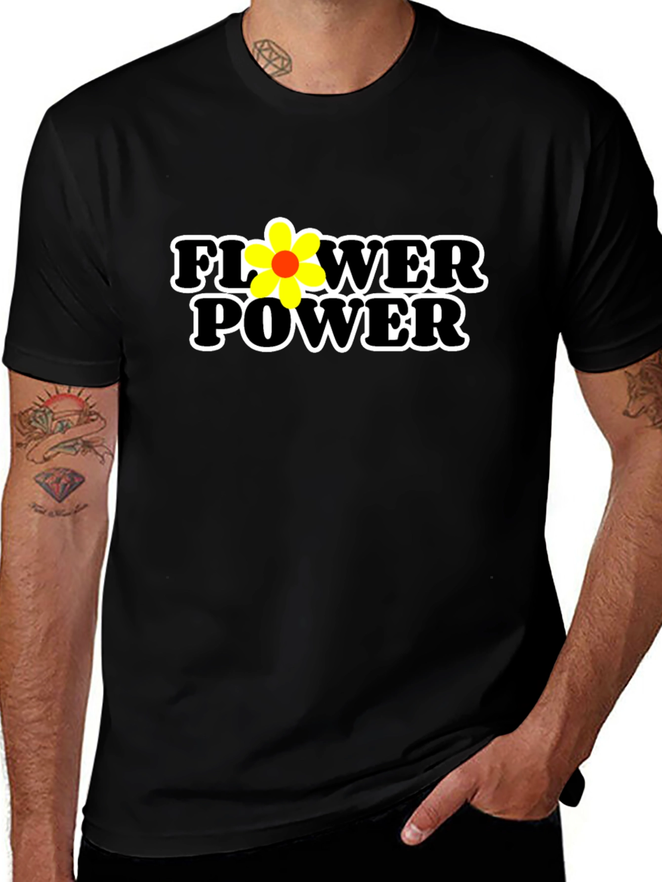 Variant 16 of Flower Power Graphic Tee - Black