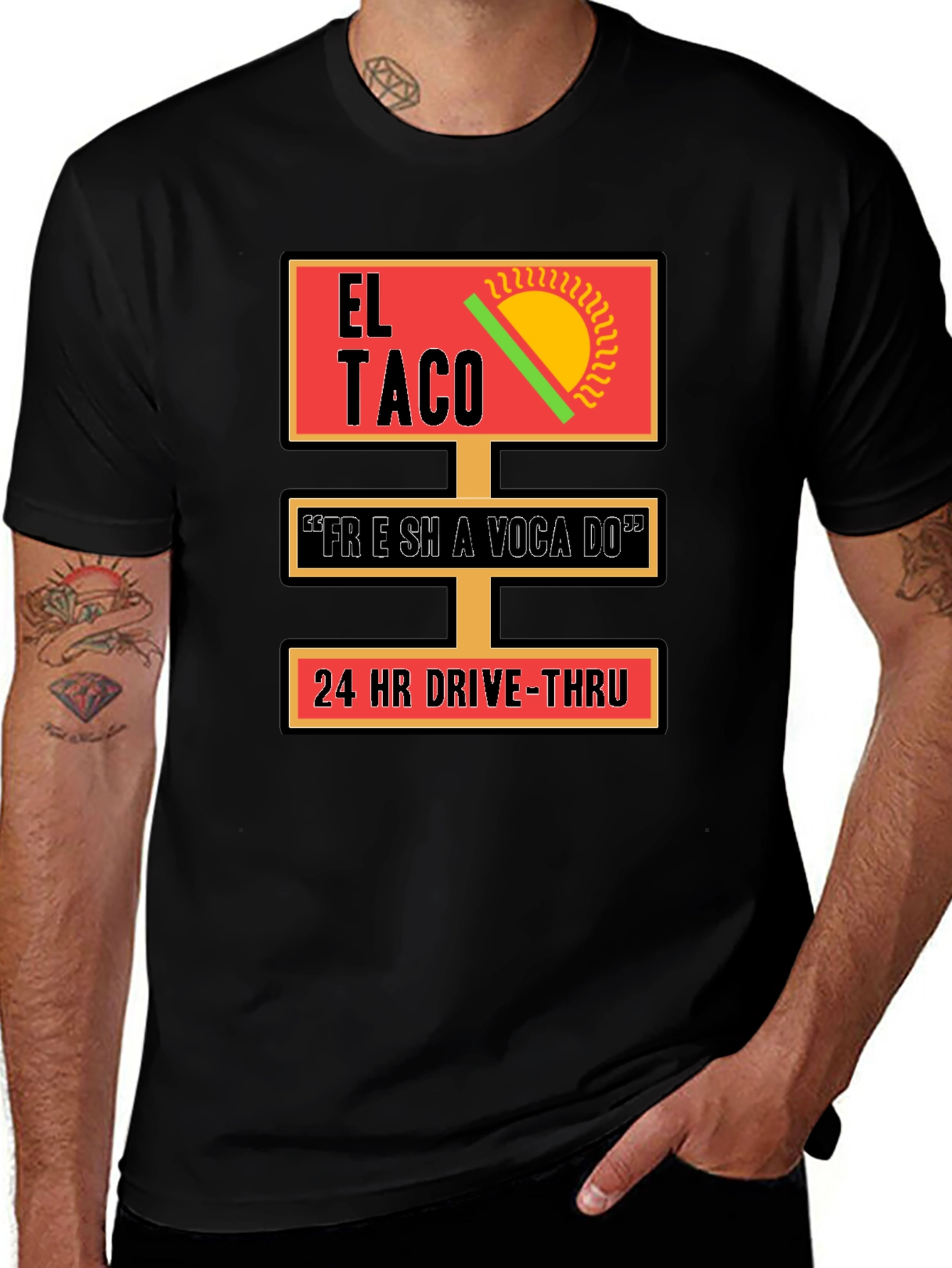 Black El Taco 24 HR Drive-Thru T-Shirt main image