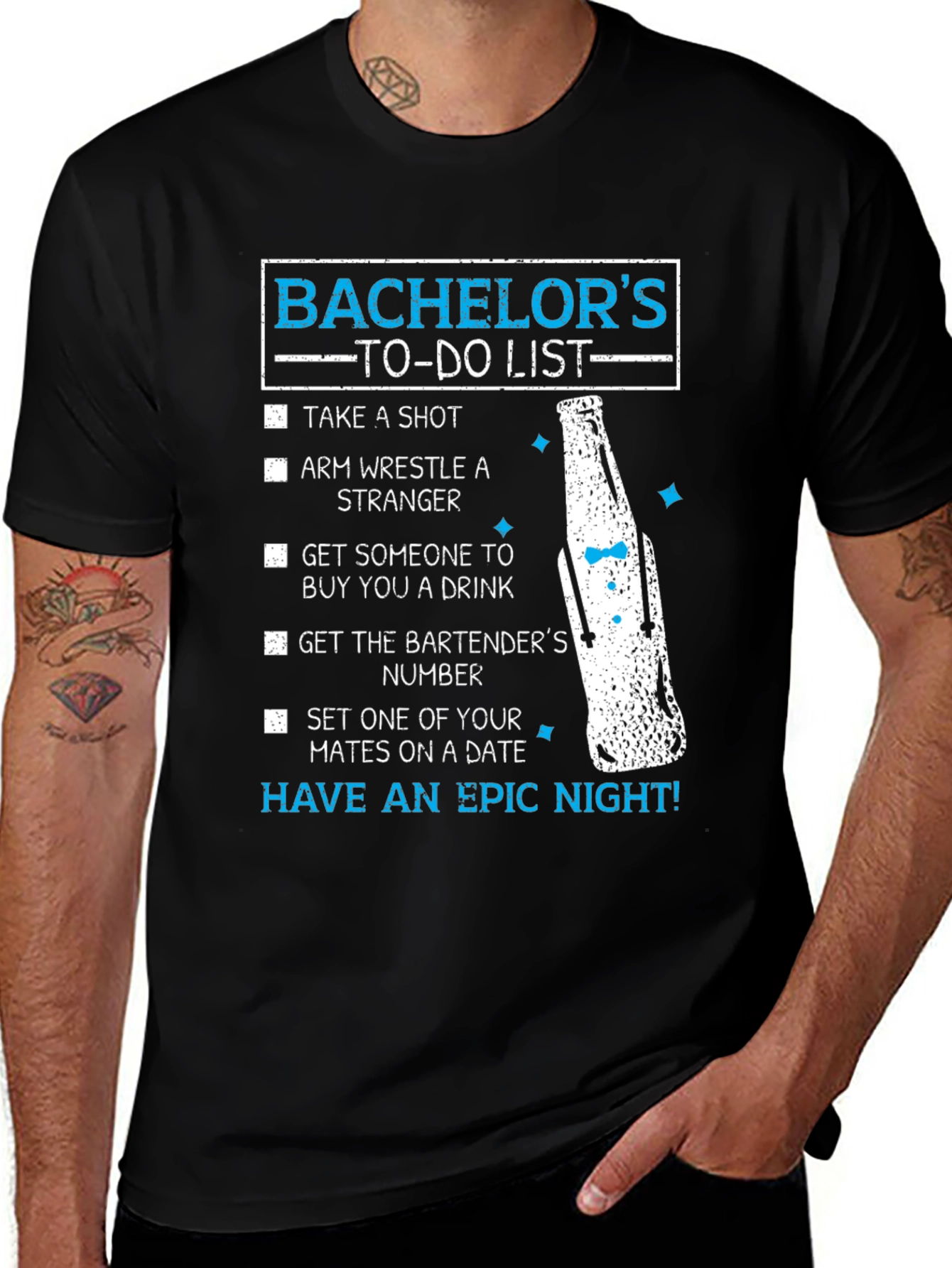 Variant 4 of Bachelor's To-Do List Graphic Tee