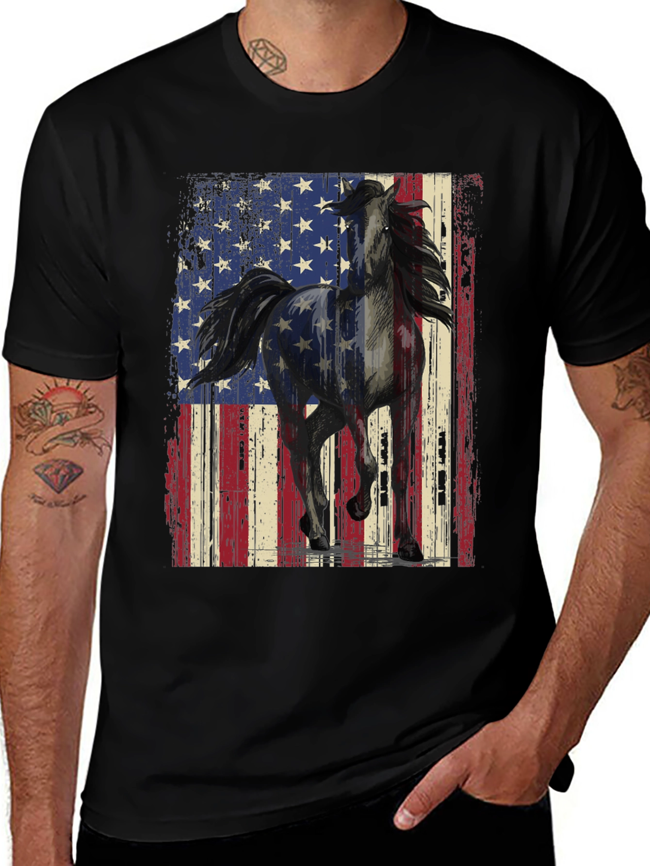 Variant 30 of American Flag Horse Graphic Tee