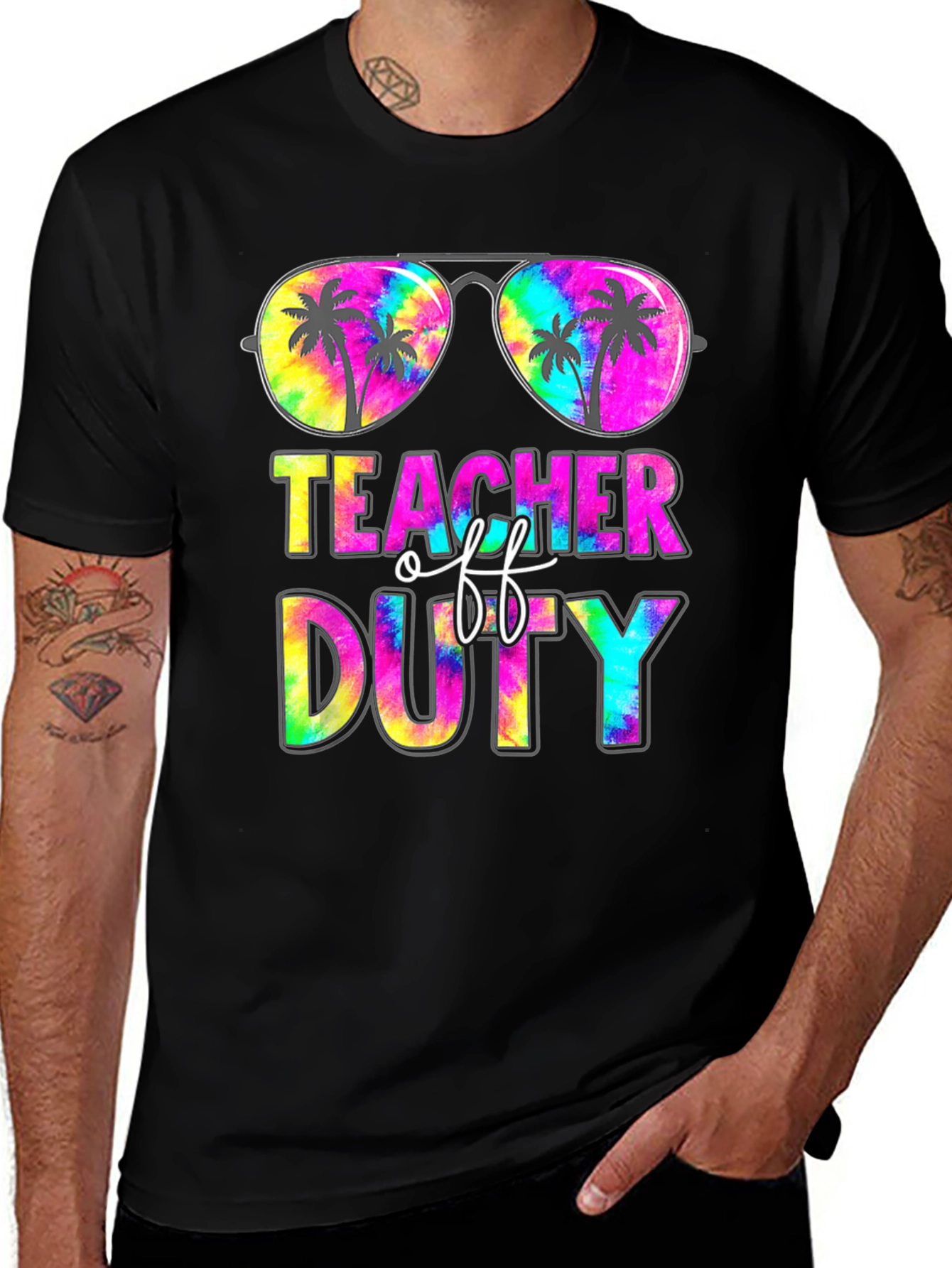 Variant 13 of Teacher Off Duty Tie-Dye Sunglasses T-Shirt