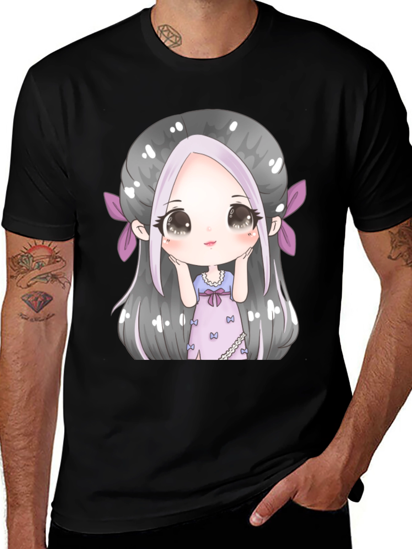 Variant 19 of Anime Girl Graphic Black T-Shirt