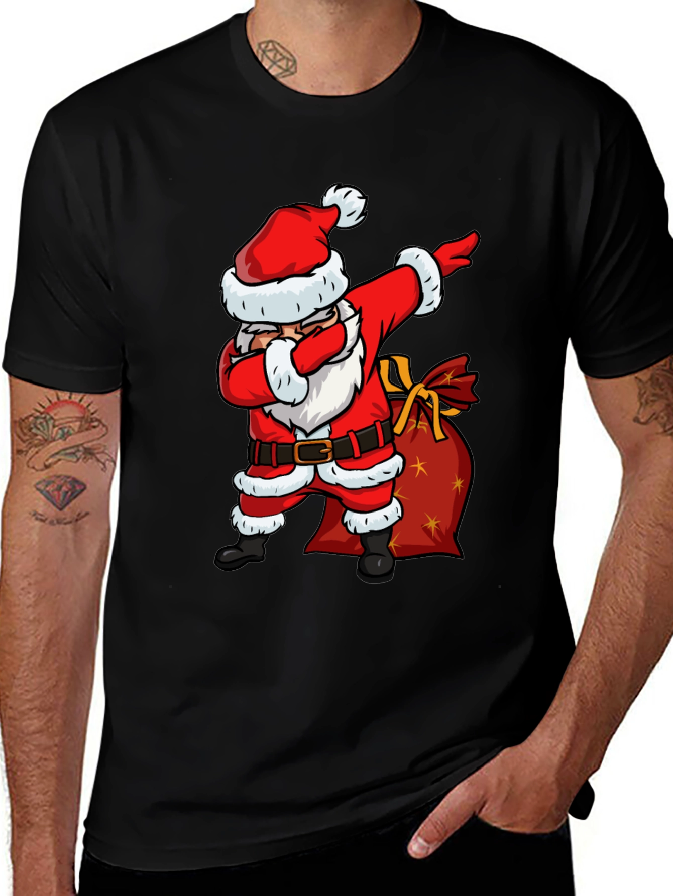 Santa Dabbing Graphic Tee - Christmas Holiday Shirt