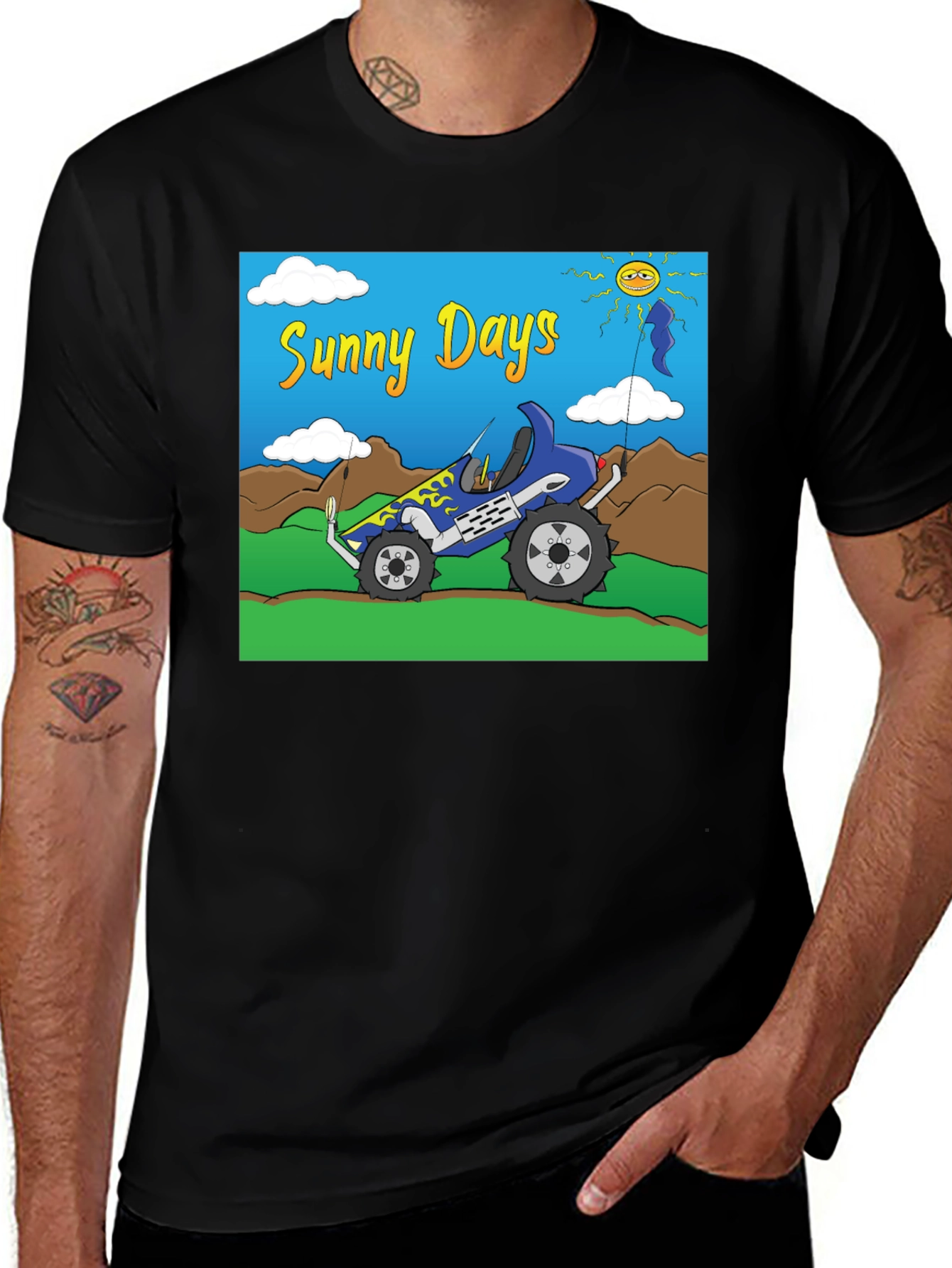 Variant 7 of Sunny Days Cartoon Monster Truck Graphic Tee
