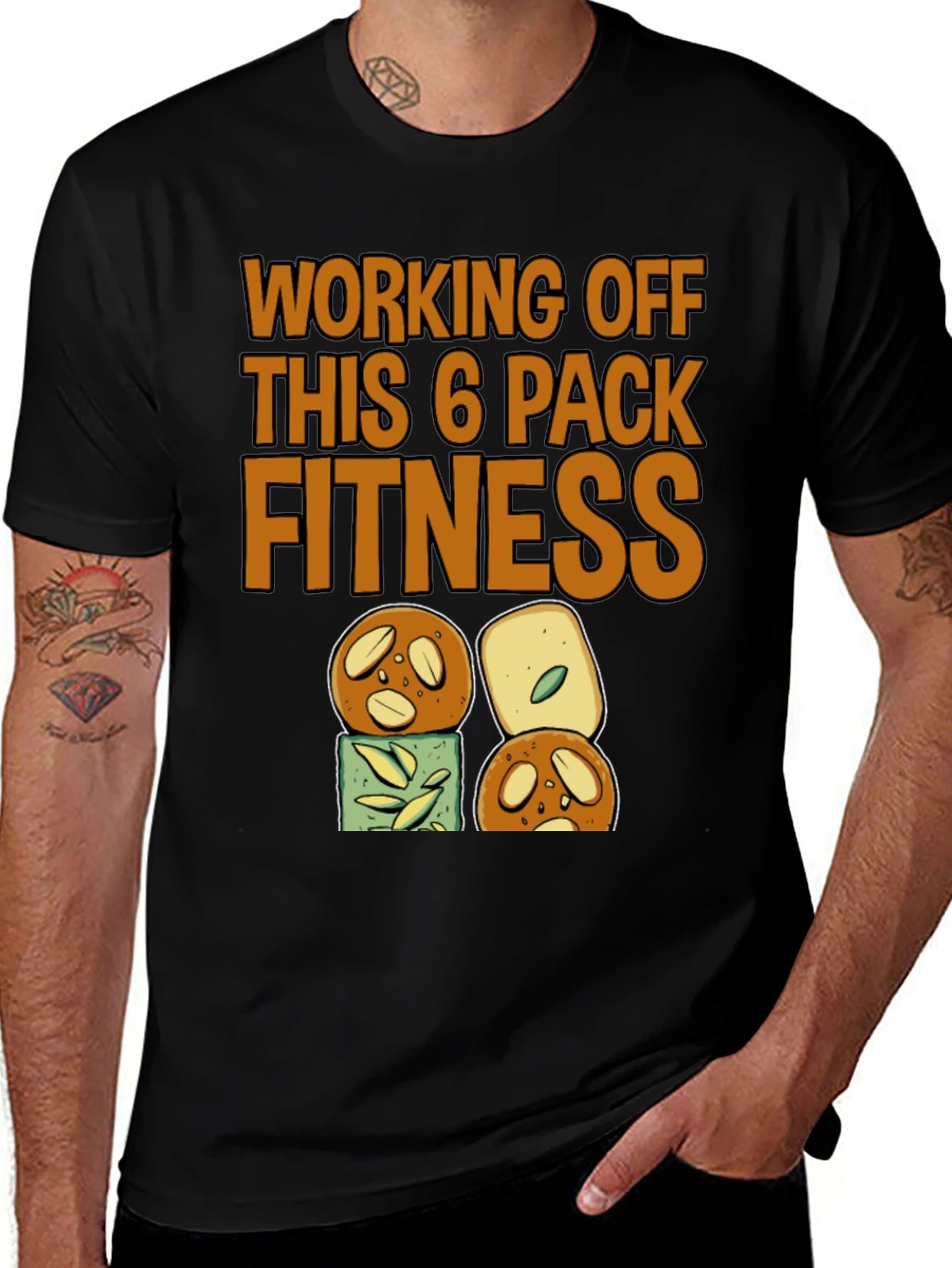 Variant 6 of Funny Fitness T-Shirt: Working Off This 6-Pack