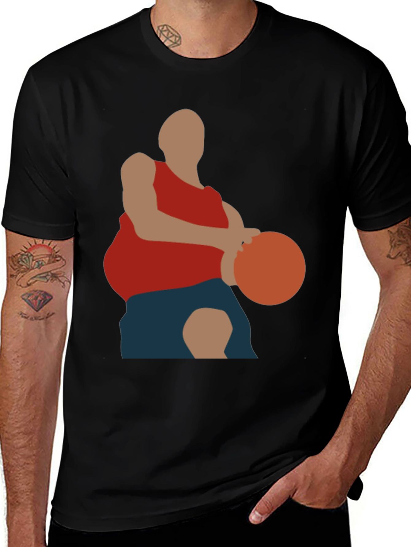 Basketball Player Graphic T-Shirt - Black Cotton Tee
