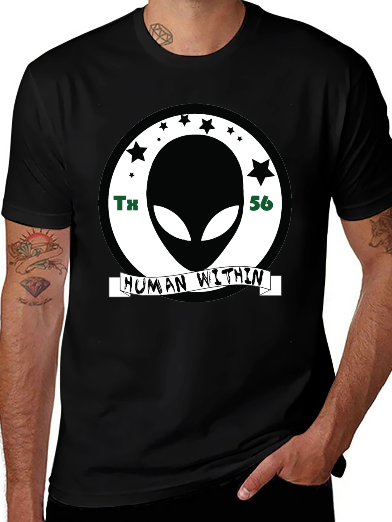 Variant 17 of Alien Human Within Graphic T-Shirt - Black