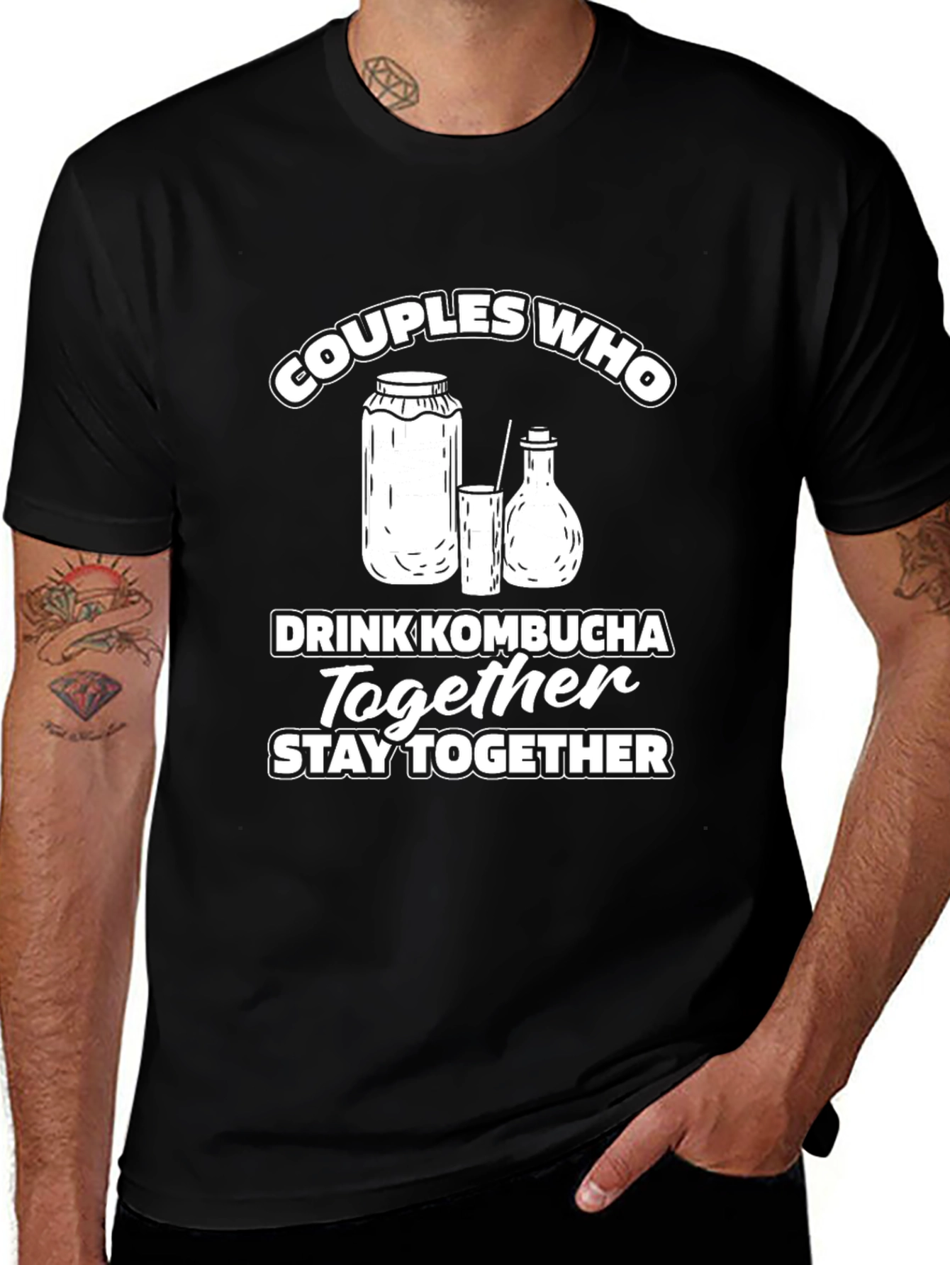 Variant 15 of Couples Who Drink Kombucha T-Shirt - Black