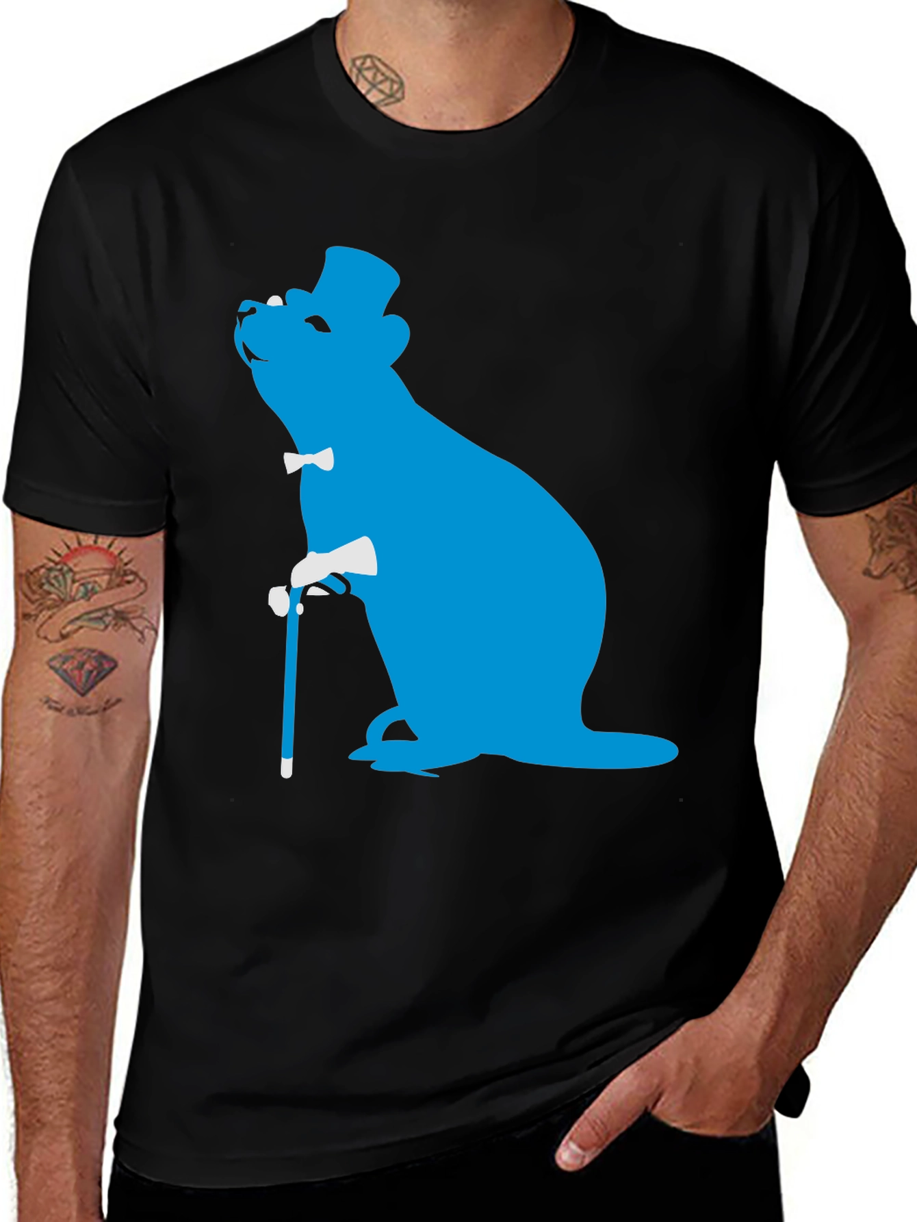 Variant 19 of Dapper Otter T-Shirt - Blue Silhouette Design
