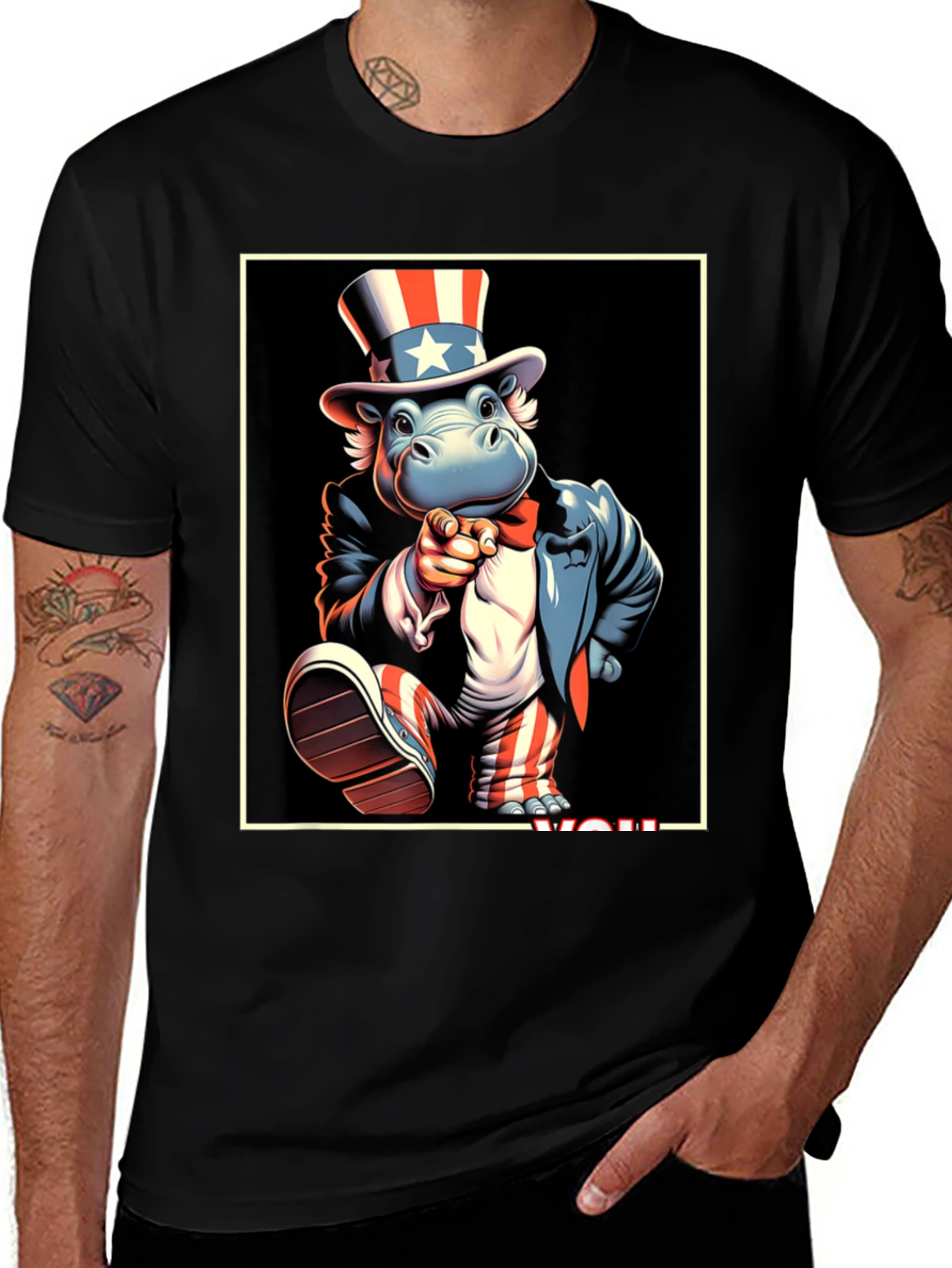 Variant 16 of Uncle Sam Hippo Graphic T-Shirt