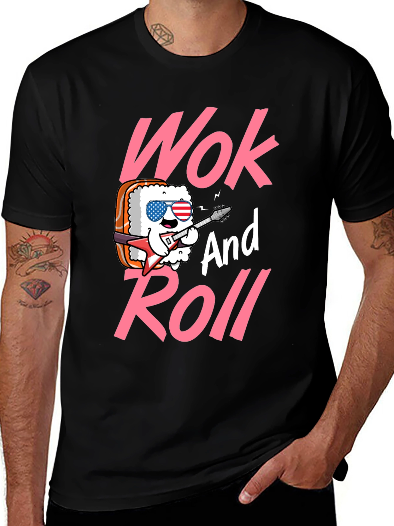 Variant 8 of Wok and Roll Graphic Tee - Funny Sushi T-Shirt
