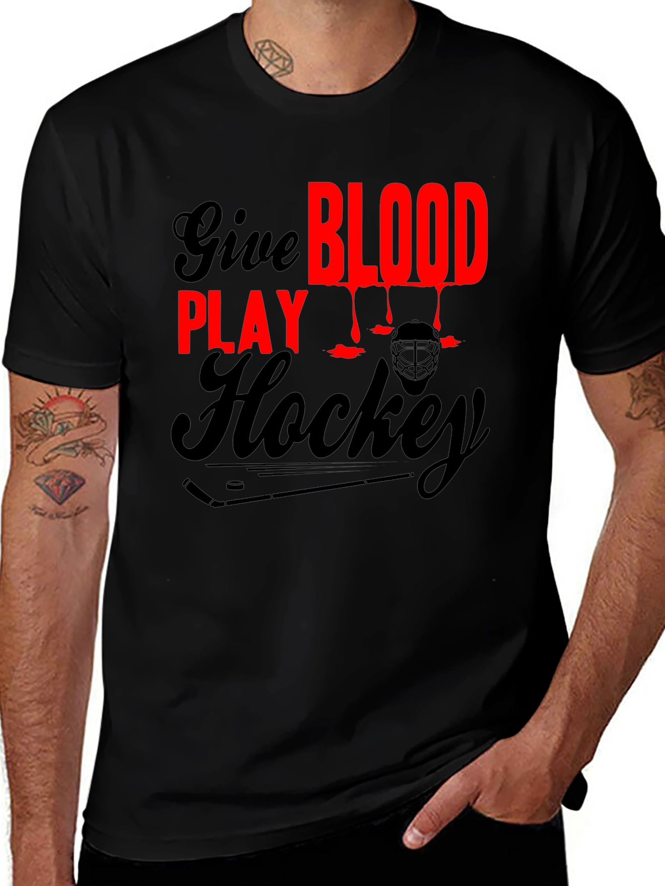 Variant 12 of Give Blood Play Hockey Graphic T-Shirt