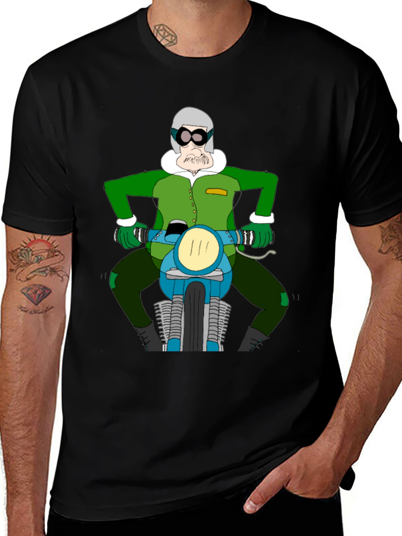 Variant 3 of Cartoon Biker T-Shirt - Quirky Design