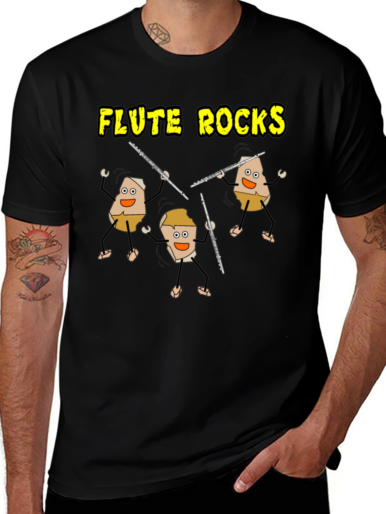Variant 6 of Flute Rocks Black Graphic Tee