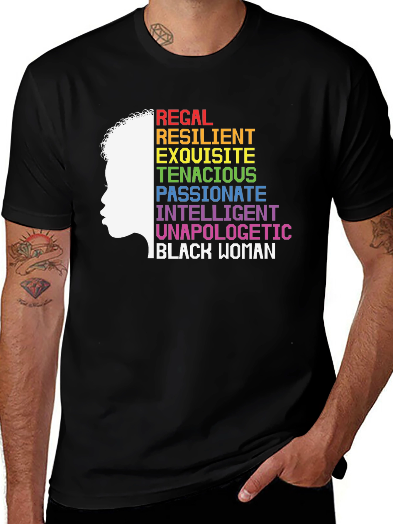 Regal Black Woman Graphic Tee - Empowering Design