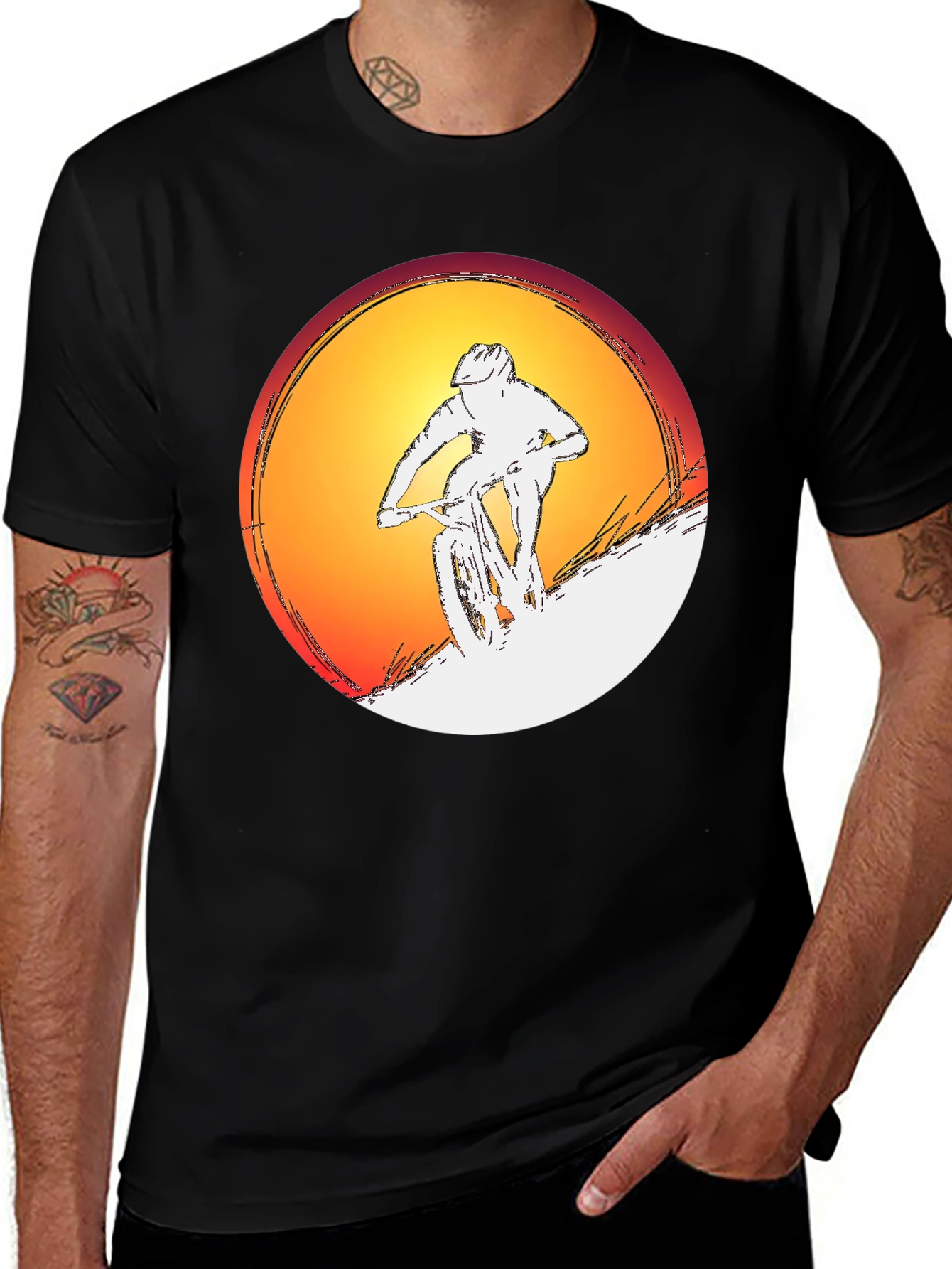 Mountain Bike Sunset Graphic Tee - Black