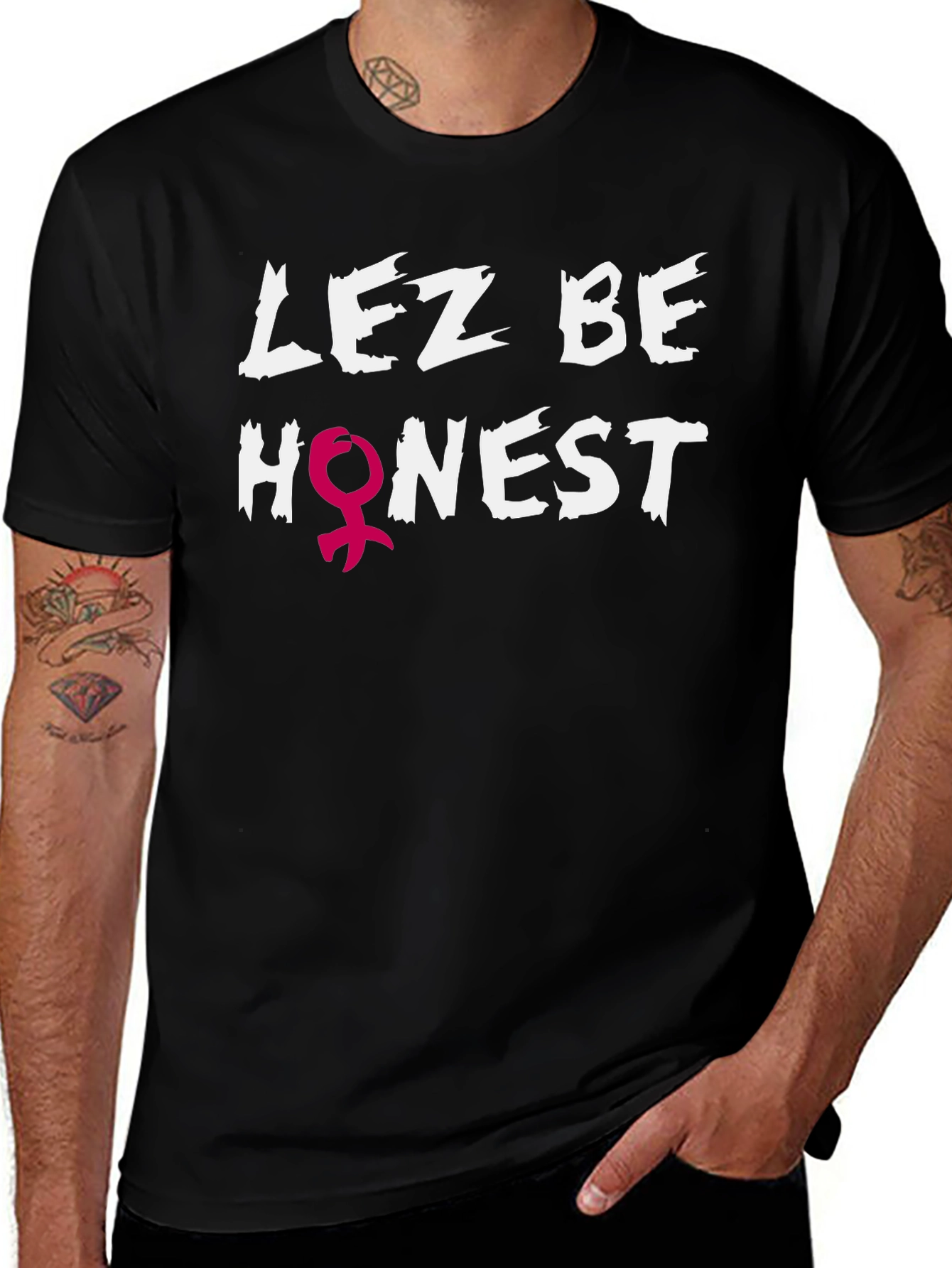 Variant 24 of Lez Be Honest Graphic Tee - Black