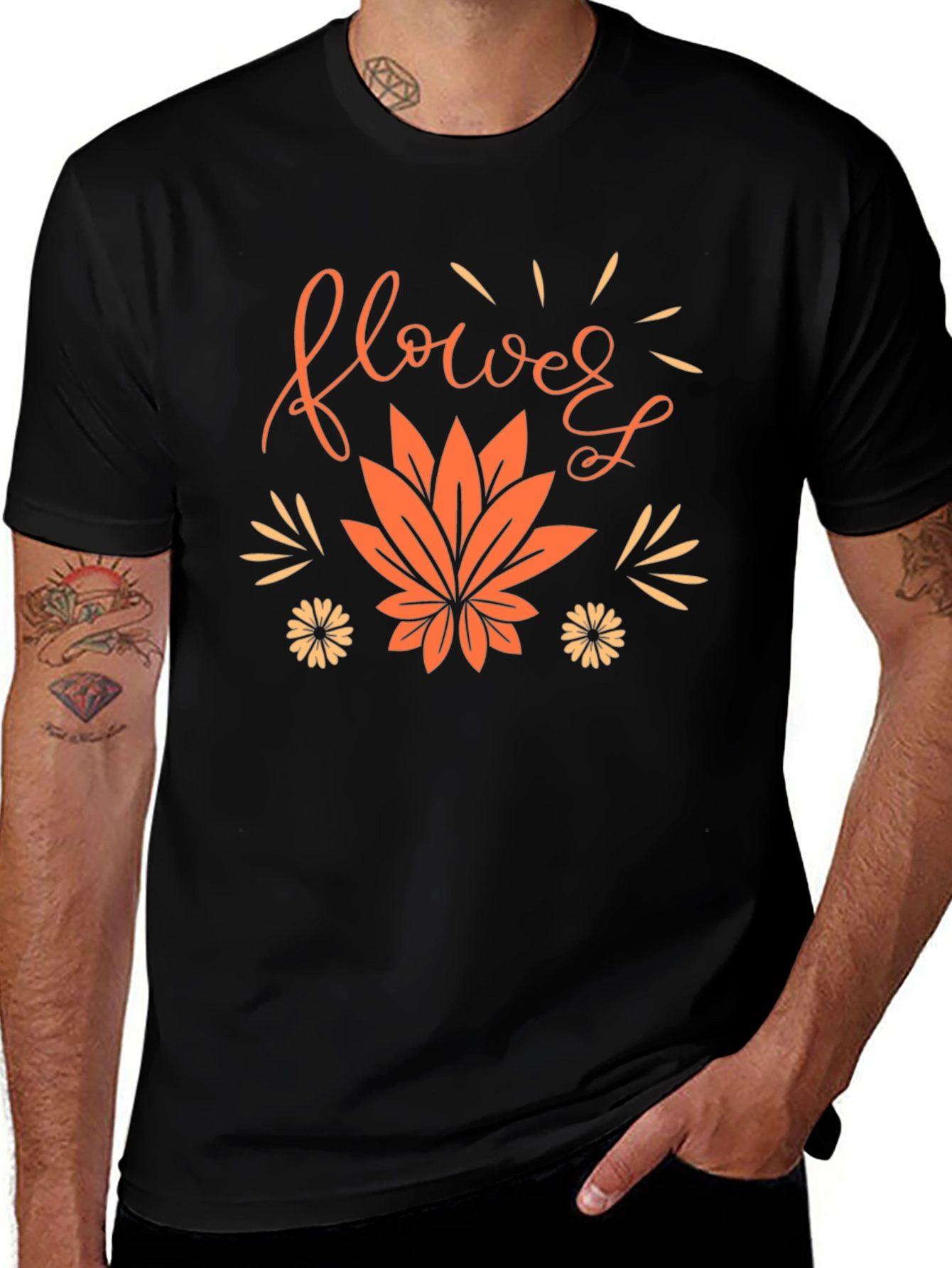 Variant 16 of Floral Graphic Tee - Stylish Black T-Shirt