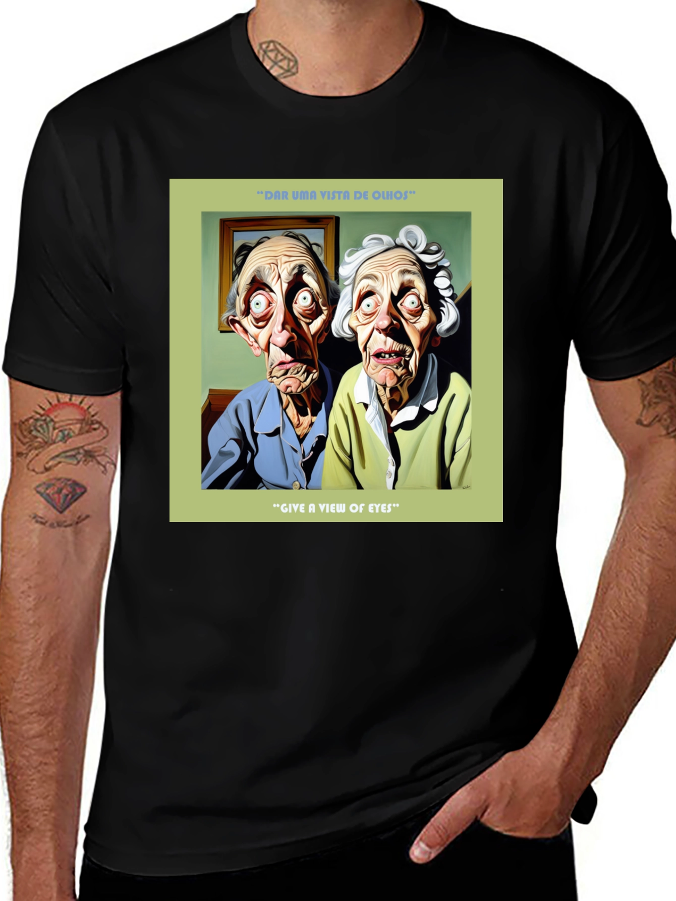 Variant 4 of Funny Elderly Couple Graphic T-Shirt - Black