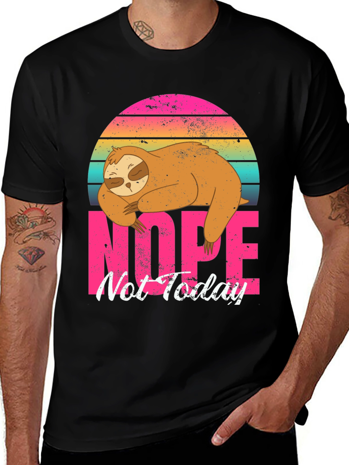Variant 6 of Nope Not Today Sloth Graphic Tee - Black