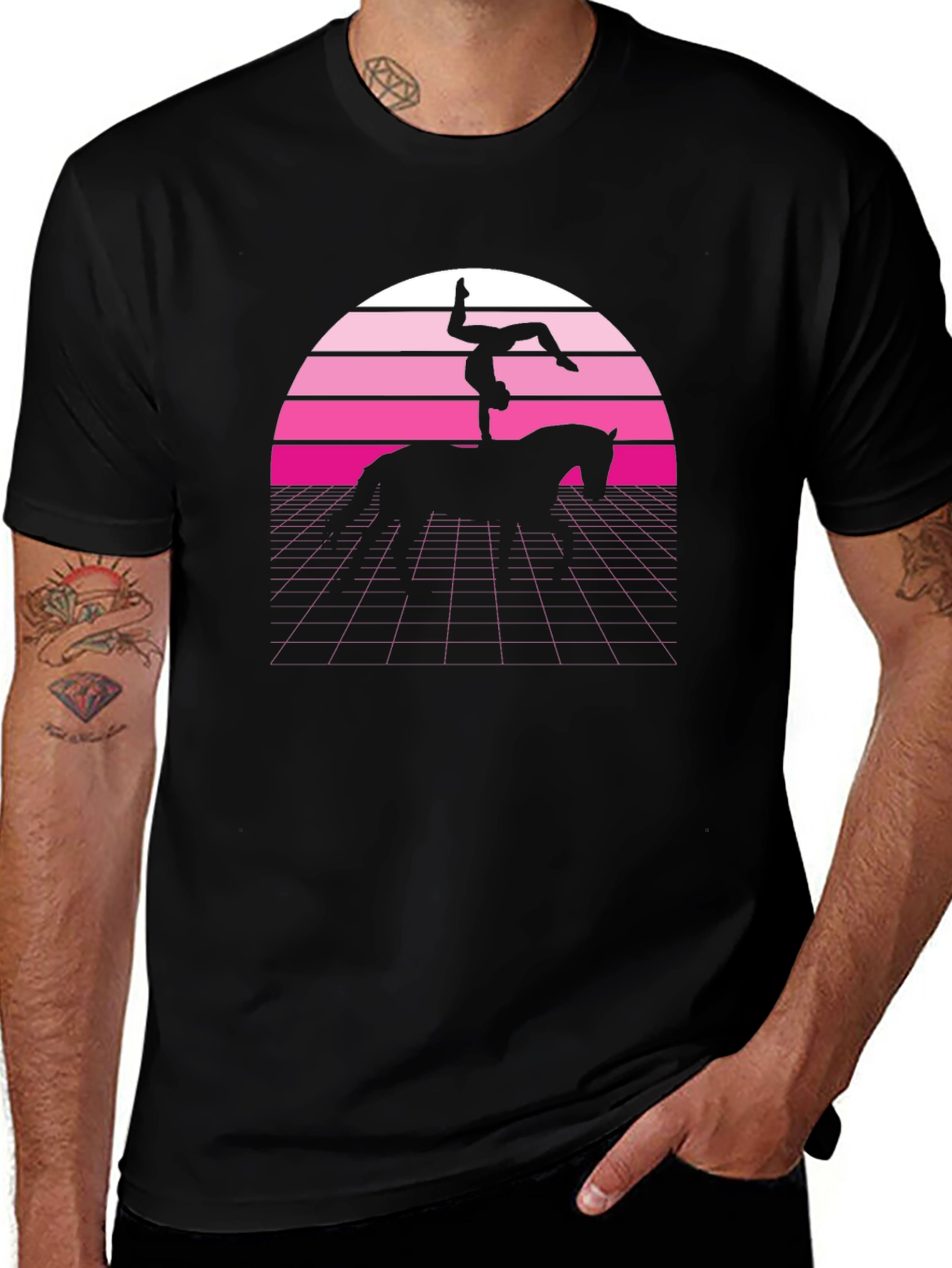 Variant 13 of Retro Vaulting Horse T-Shirt - Black