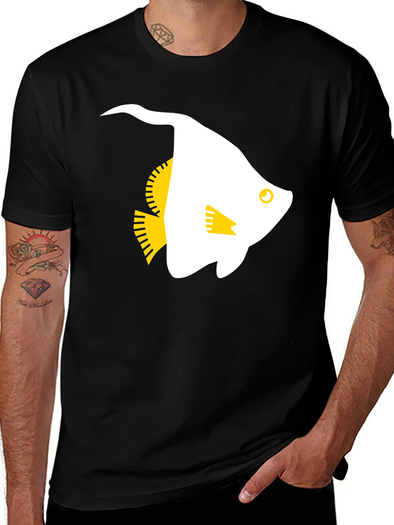 Variant 14 of Fish Graphic Black T-Shirt