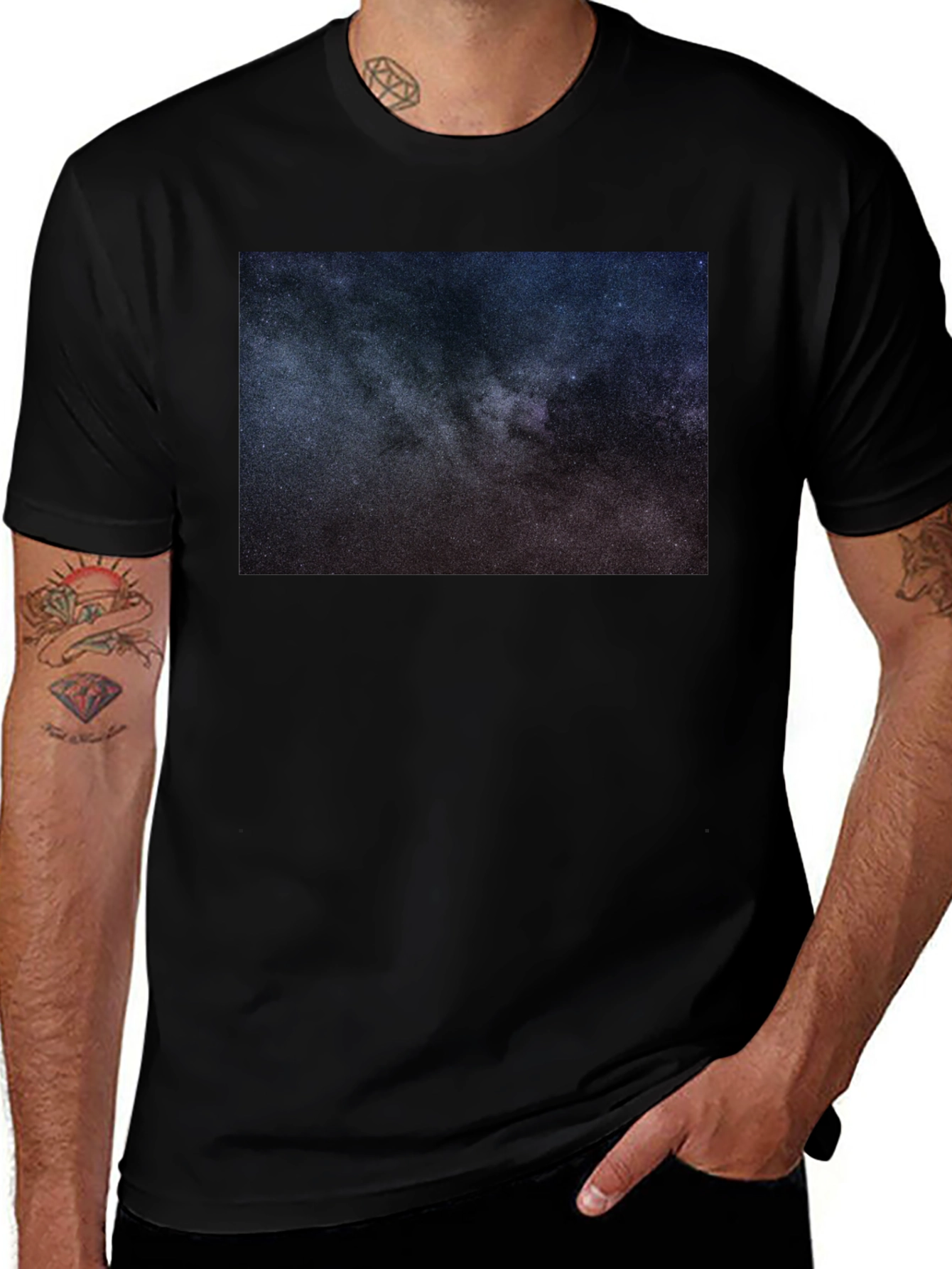 Variant 21 of Cosmic Galaxy Print Black T-Shirt