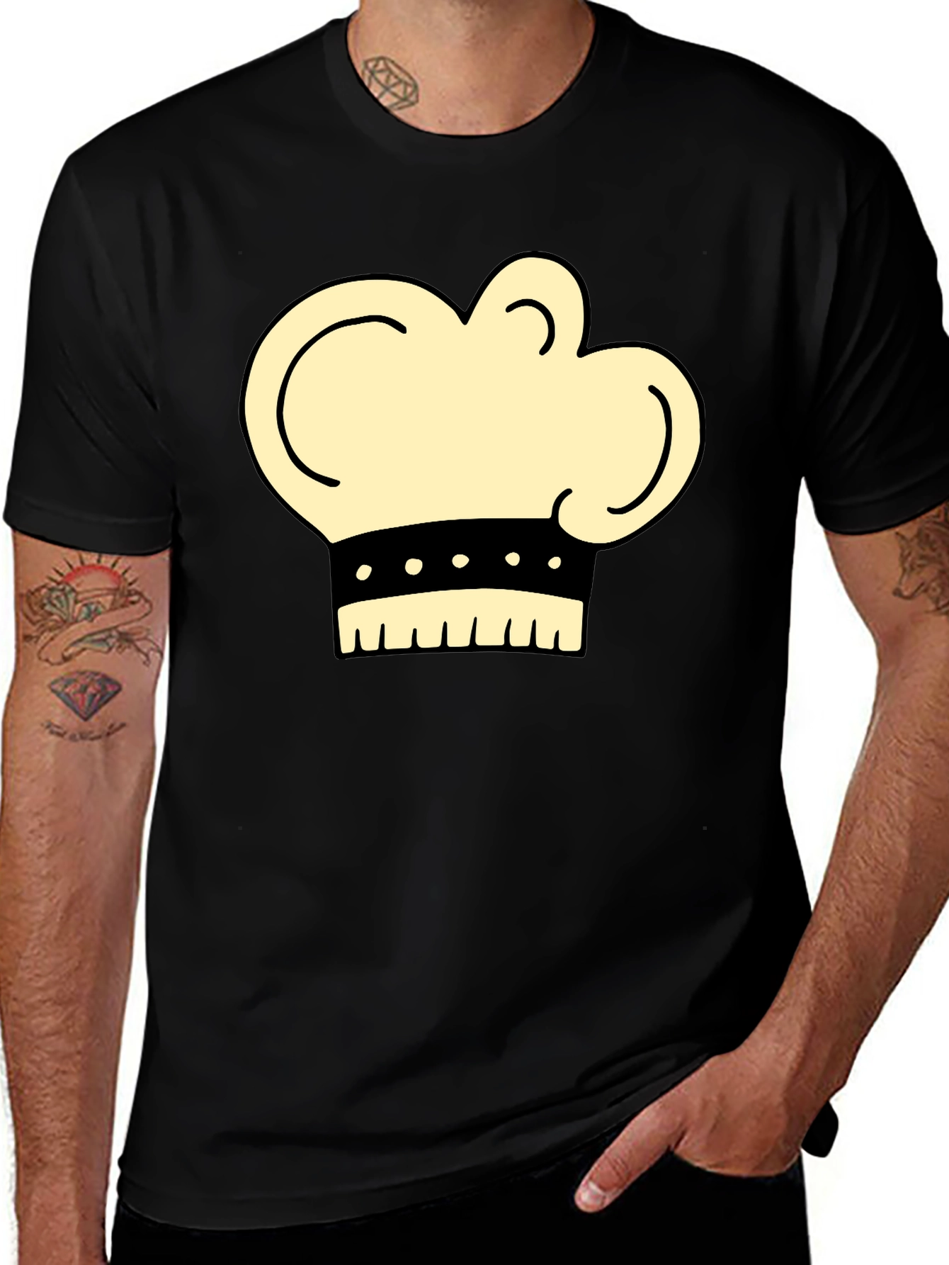 Variant 22 of Chef Hat Graphic T-Shirt - Black Cotton Tee