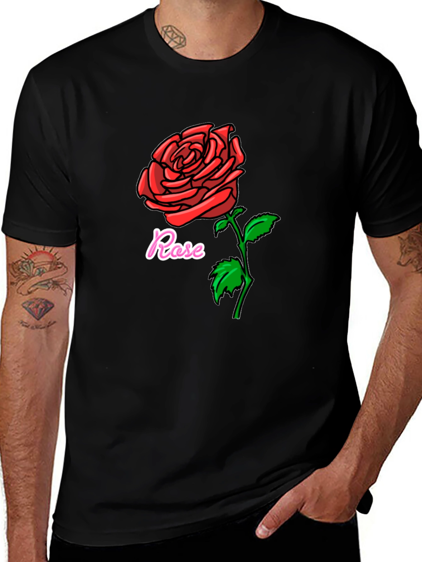 Variant 18 of Rose Graphic Black T-Shirt