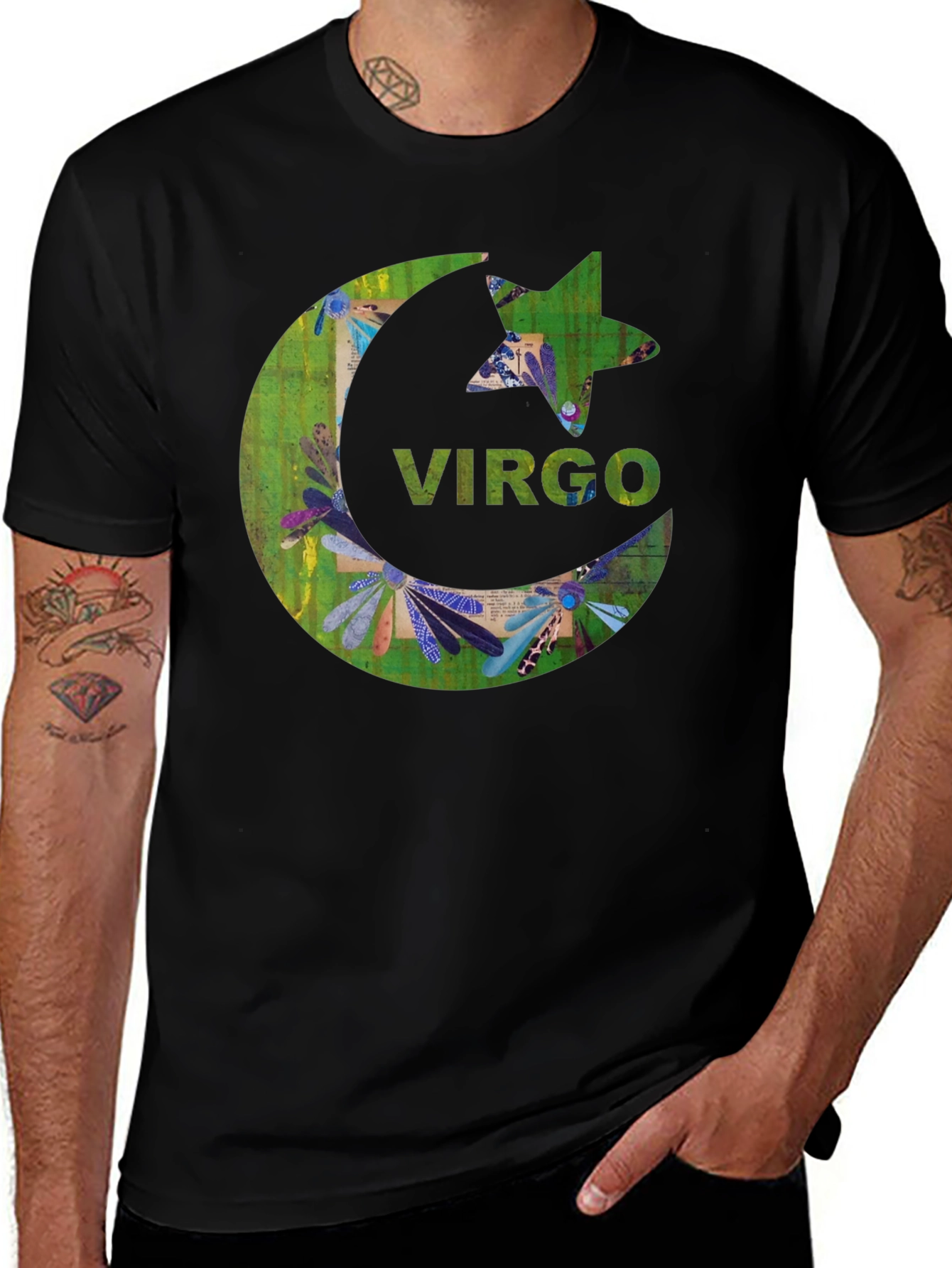 Virgo Zodiac Star Sign Black T-Shirt