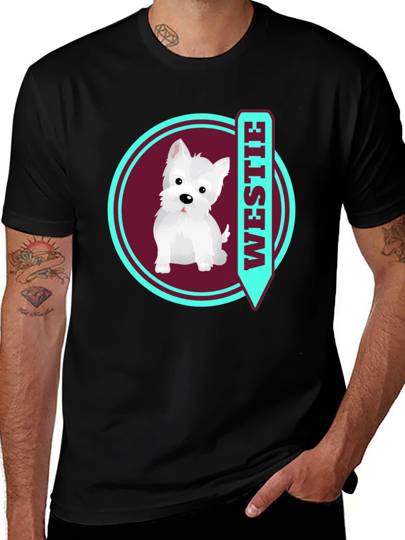 Westie Dog Graphic Tee - Round Design