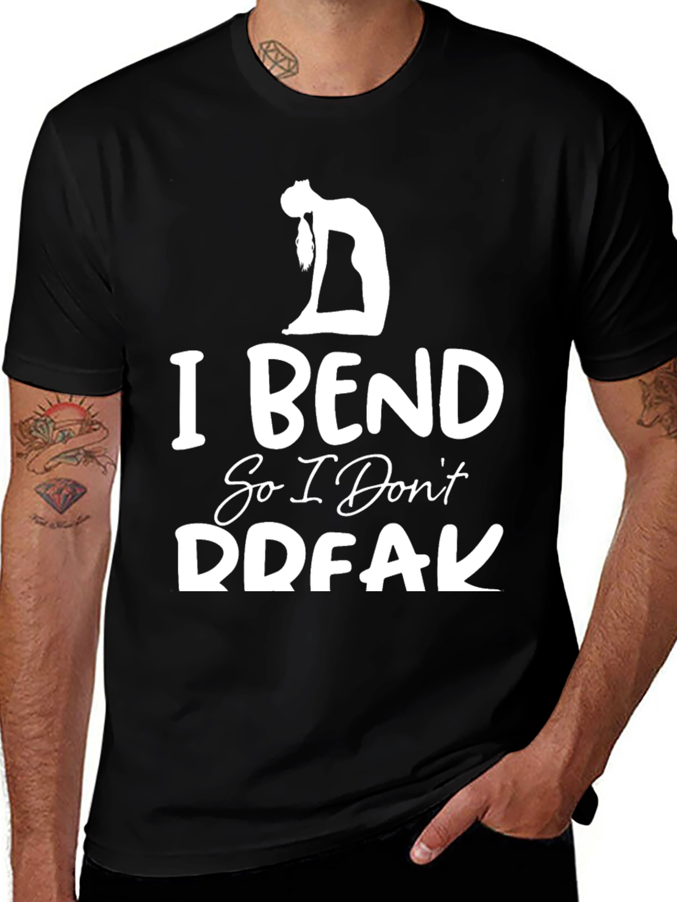Variant 15 of I Bend So I Don't Break Men's Black Graphic Tee