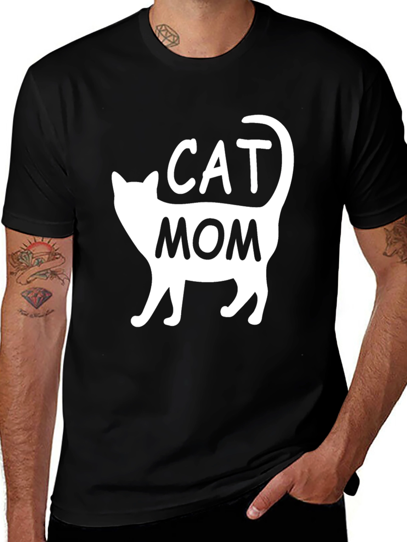Variant 18 of Cat Mom T-Shirt - Black, Graphic Tee
