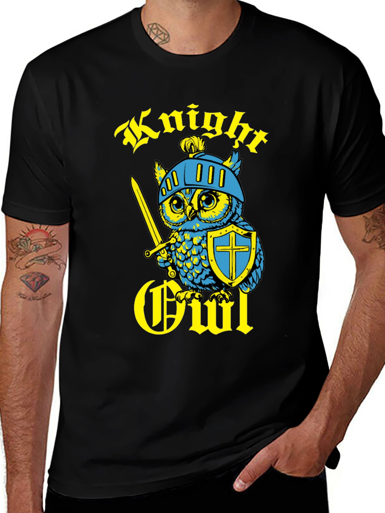 Variant 17 of Knight Owl Graphic Tee - Black