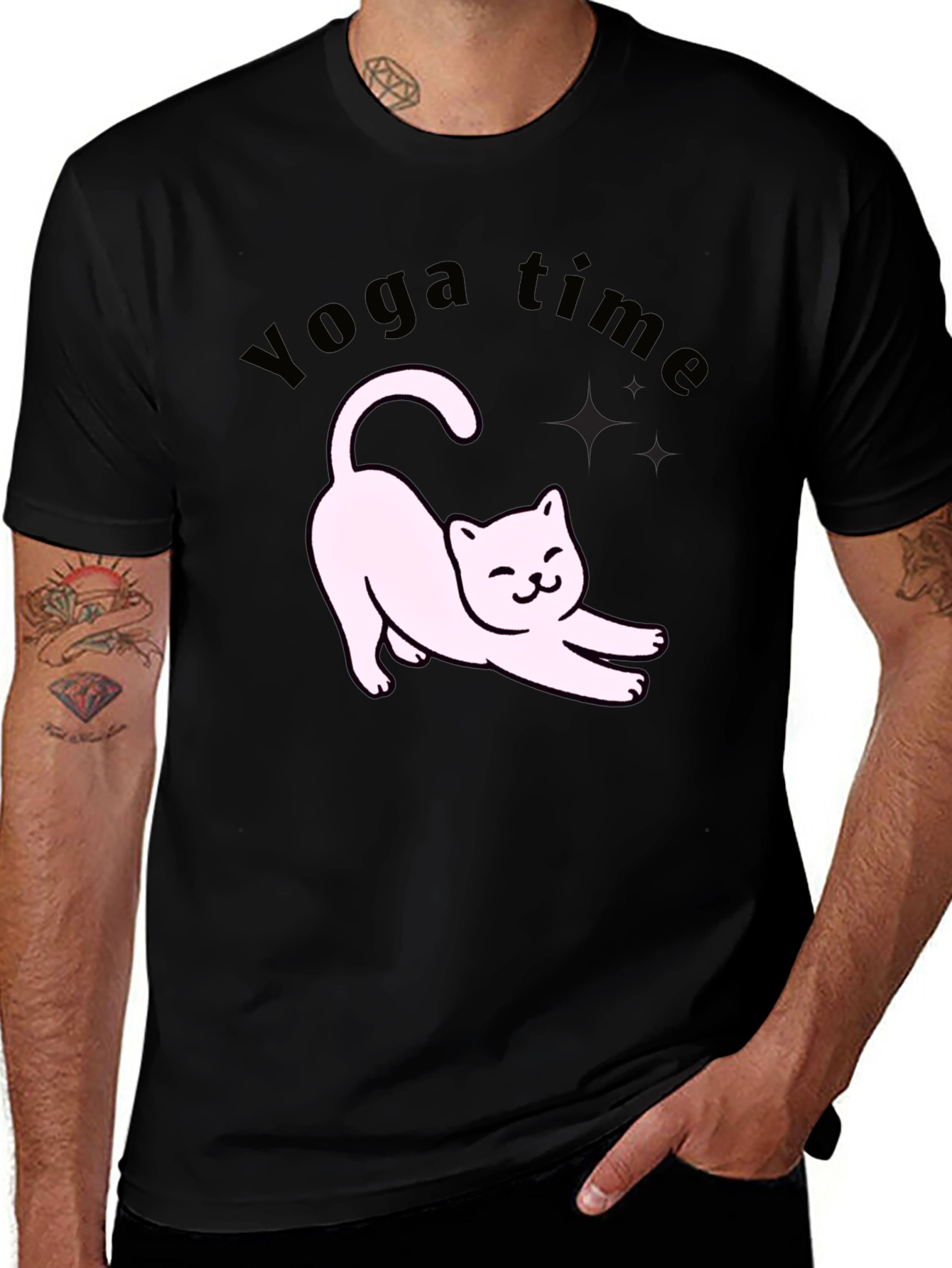 Variant 10 of Yoga Time Cat Graphic Tee - Relaxed Fit