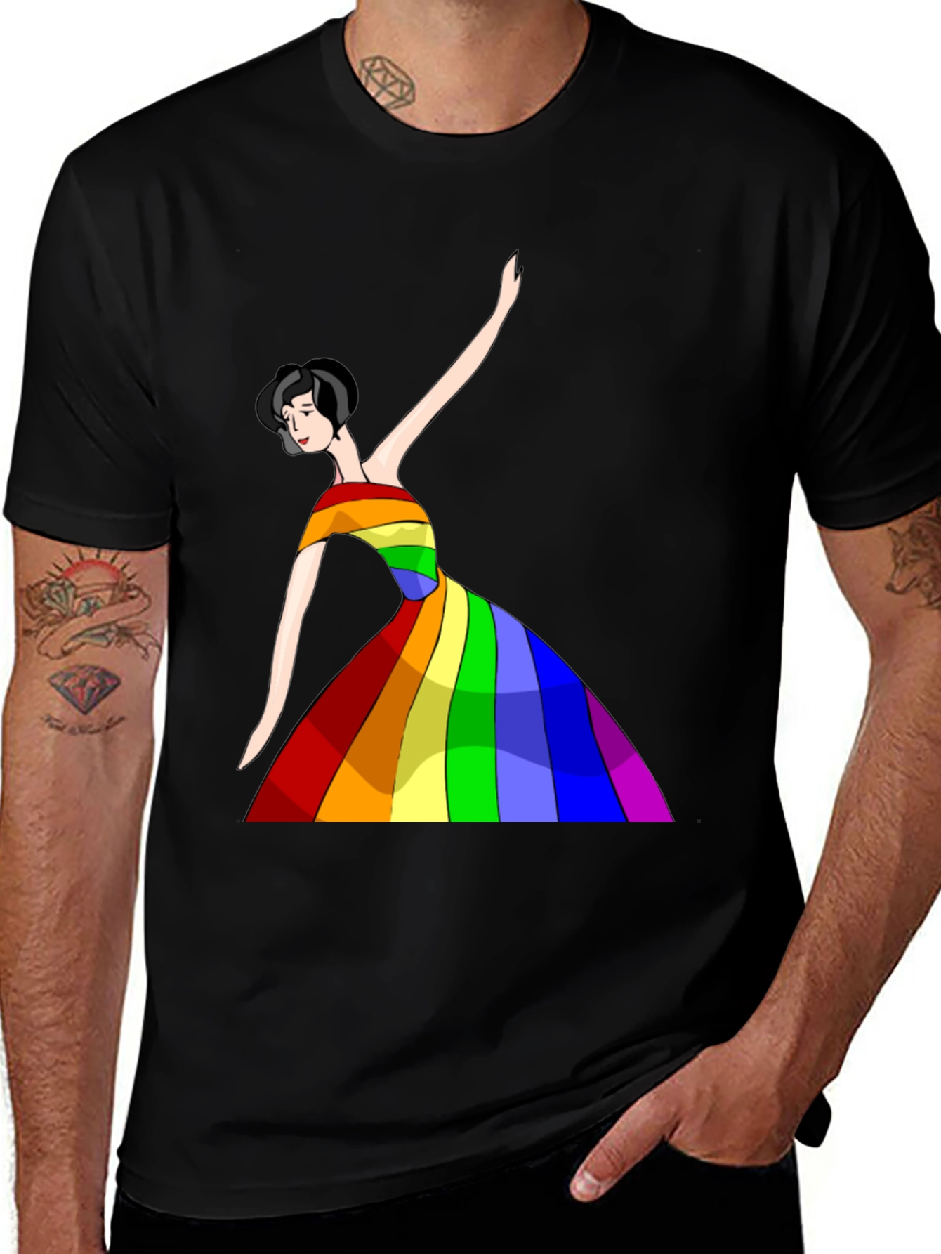 Variant 17 of Rainbow Dress Woman Graphic Tee - Unisex