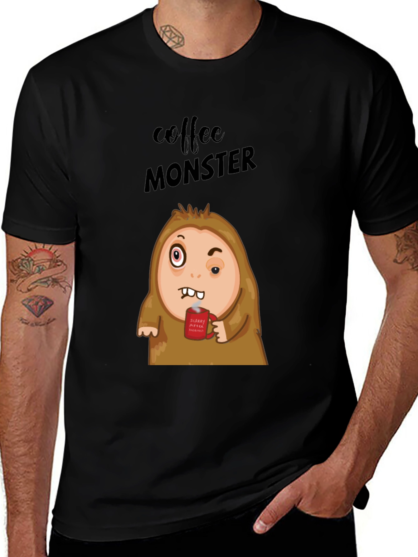 Variant 28 of Coffee Monster Graphic T-Shirt - Quirky, Comfortable Fit