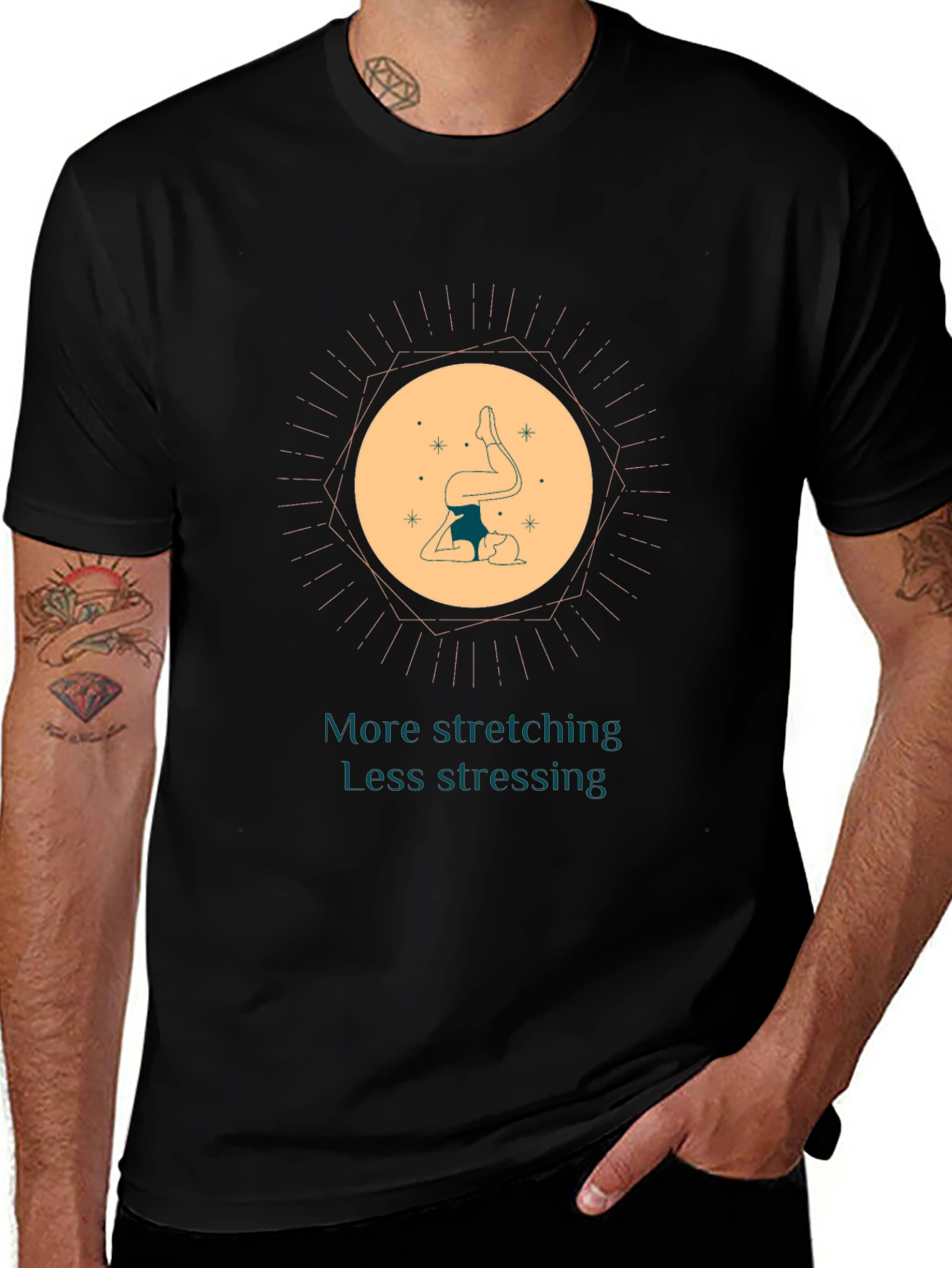 Variant 3 of Yoga Lover Graphic Tee: More Stretching, Less Stressing